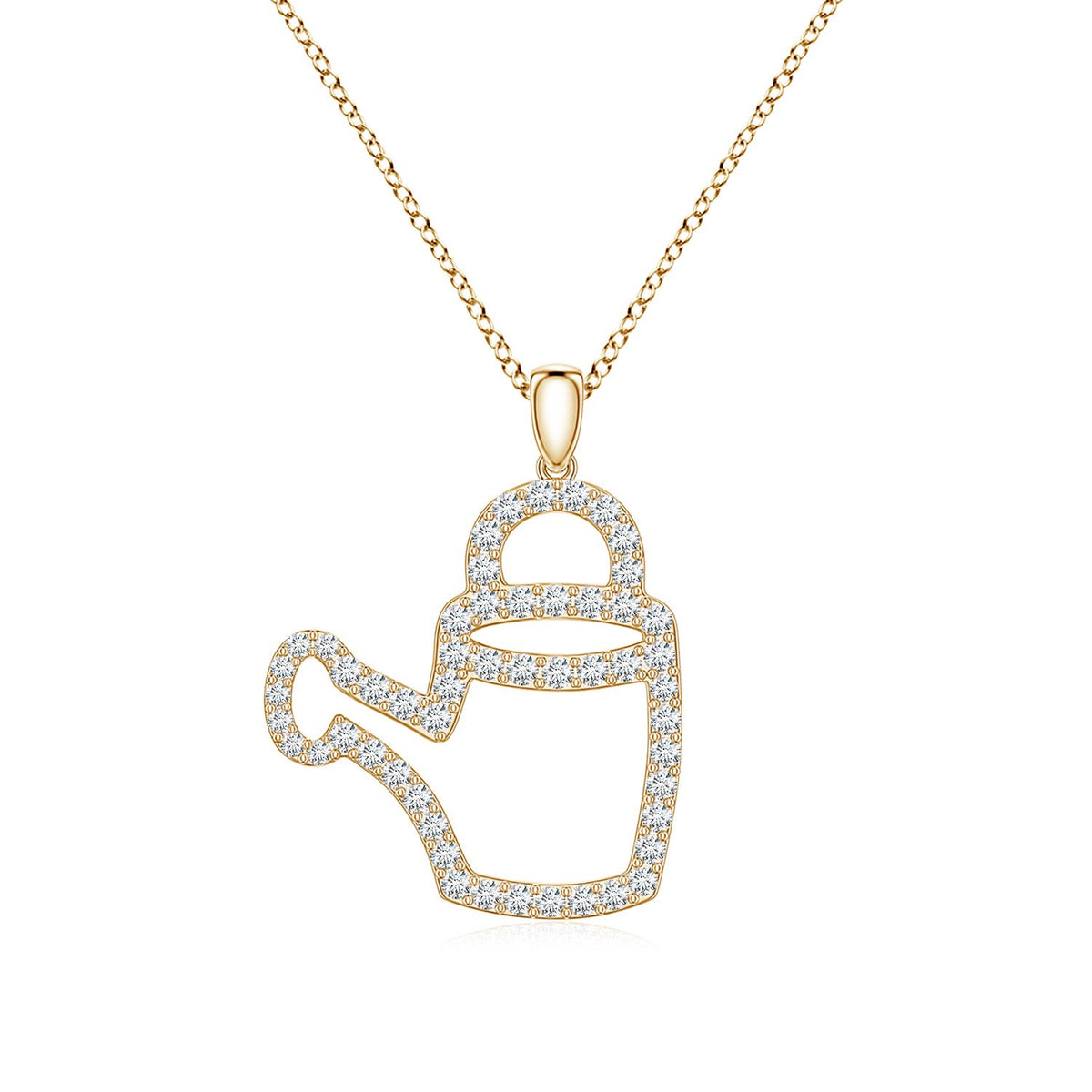 0.97 CTW Pave-Set Diamond Crescent Moon Pendant in 18K Yellow Gold