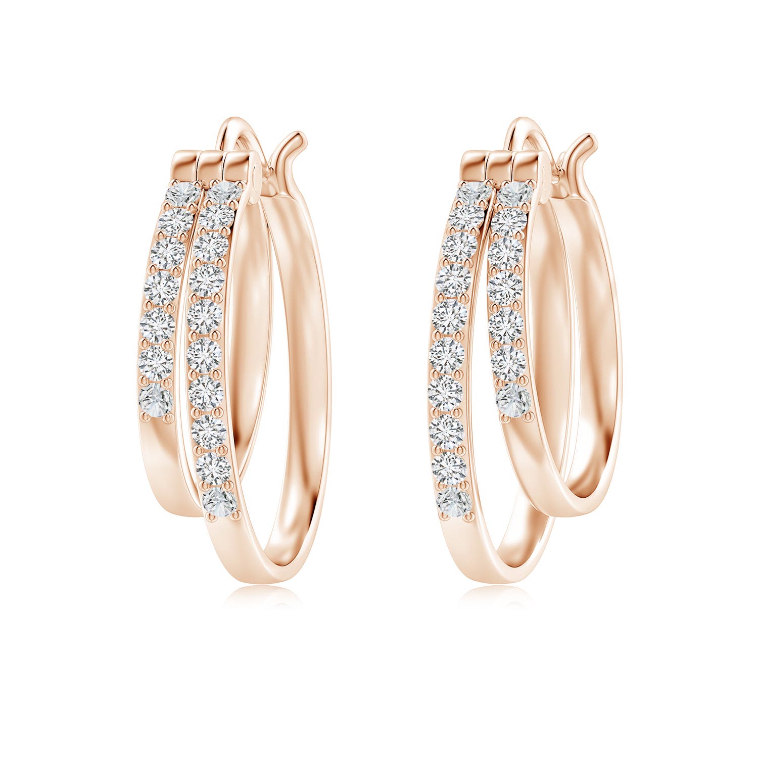 2.47 CTW Bezel-Set Pink Tourmaline Teardrop Earrings with Diamond in 14K Rose & White Gold
