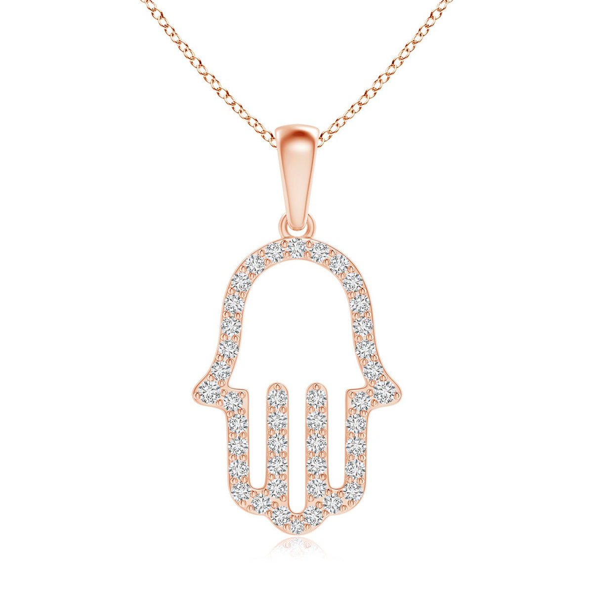 1.47 CTW Diamond Hamsa Hand Pendant in 14K Yellow Gold