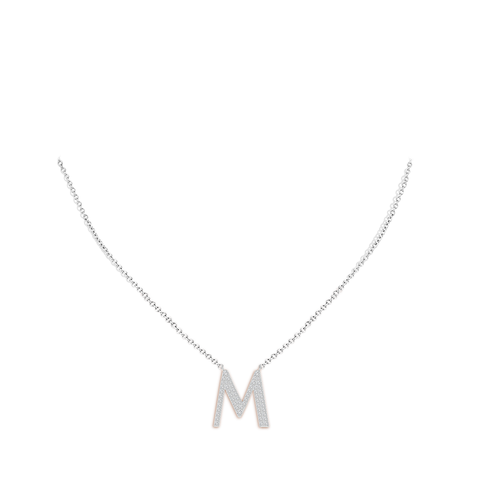 Modern Deco Diamond Capital 'M' Initial Pendant