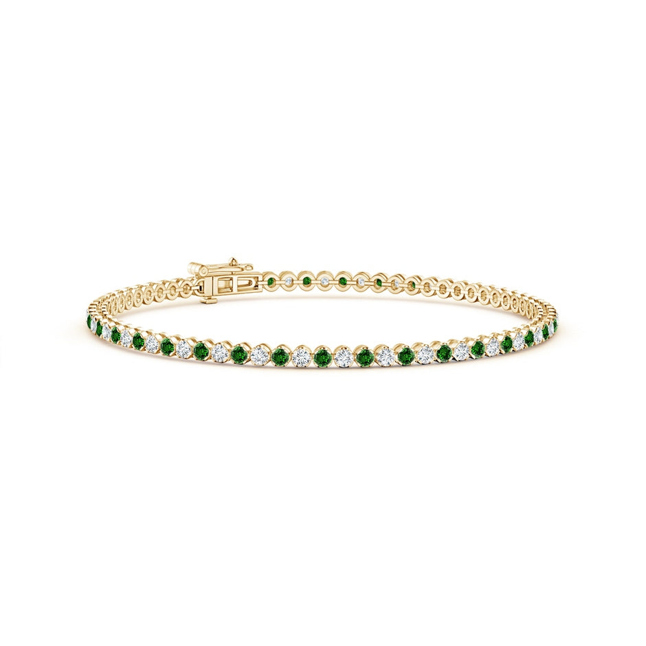 Lab-Grown Classic Round Emerald and Lab Diamond Tennis Bracelet