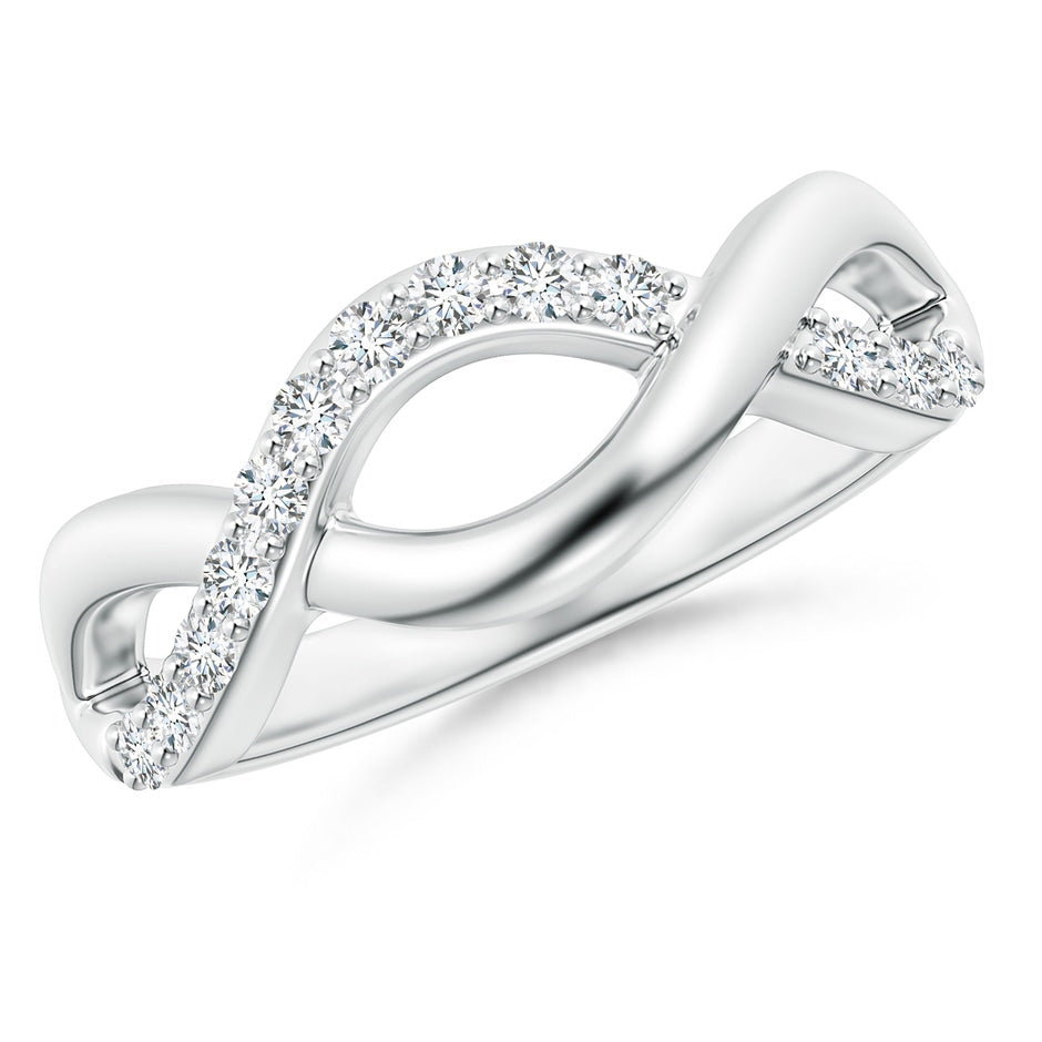 Single Sided Diamond Criss-Cross Infinity Ring