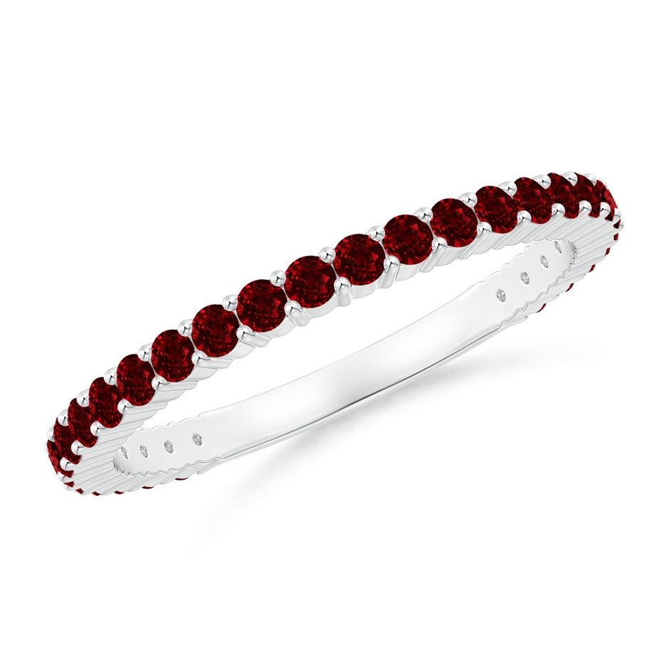 Prong Set Round Ruby Eternity Wedding Ring