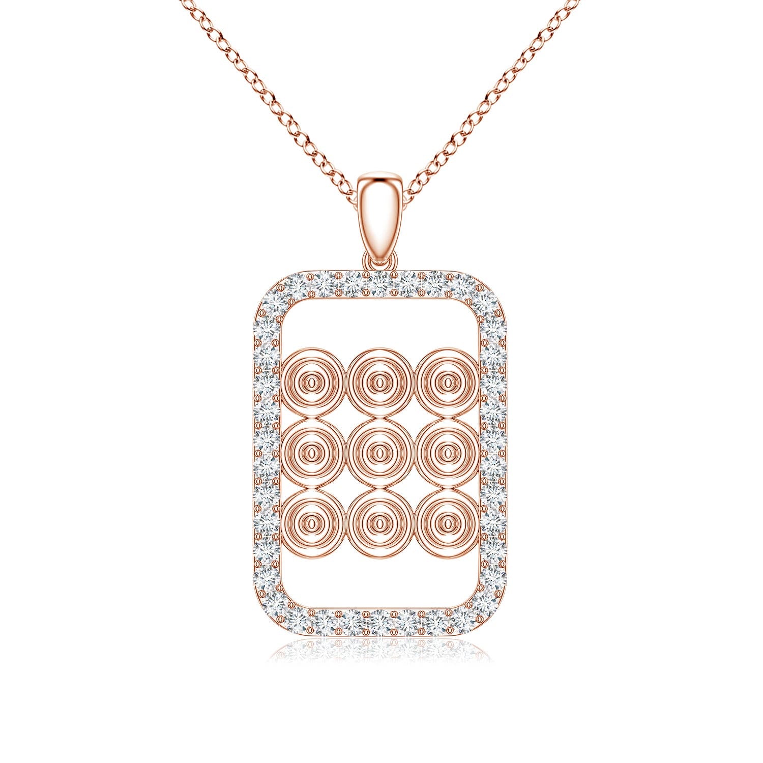 0.68 CTW Diamond Mahjong Nine of Circles Charm Pendant in 18K Rose Gold