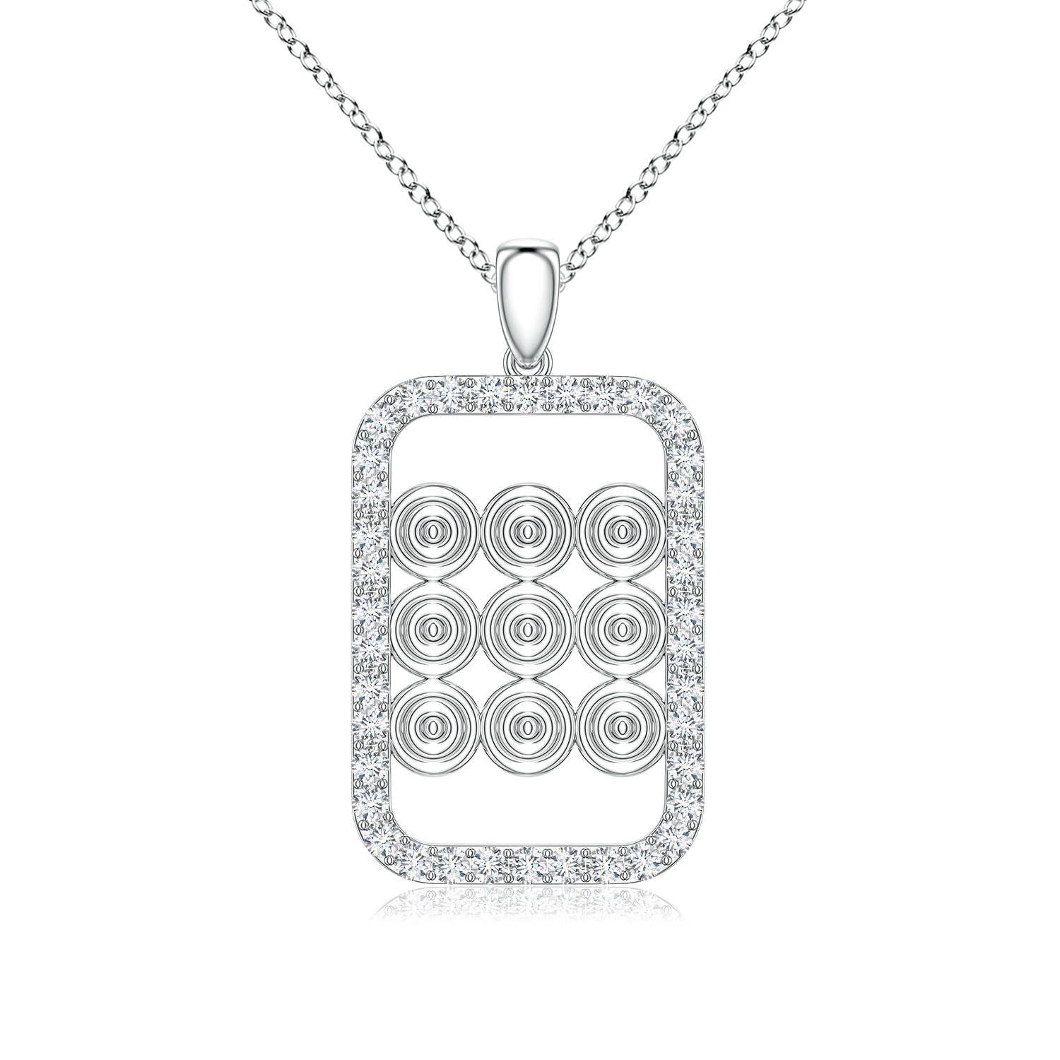 0.68 CTW Diamond Mahjong Nine of Circles Charm Pendant in 18K White Gold