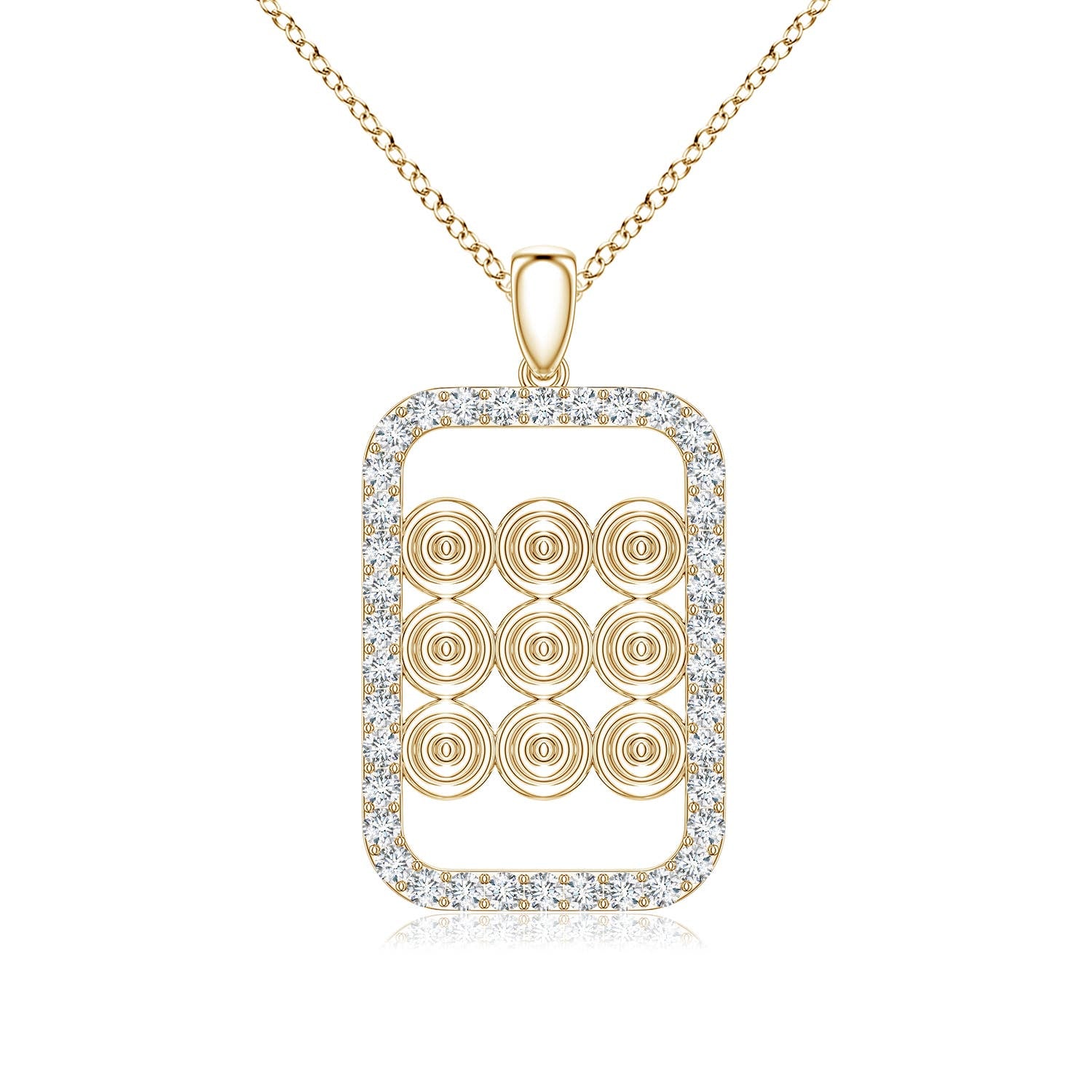 0.68 CTW Diamond Mahjong Nine of Circles Charm Pendant in 18K Yellow Gold