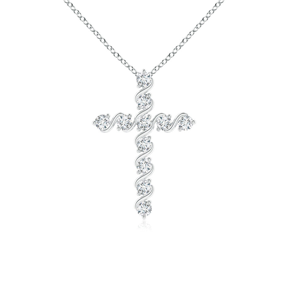 Prong and Bar Set Diamond Cross Pendant
