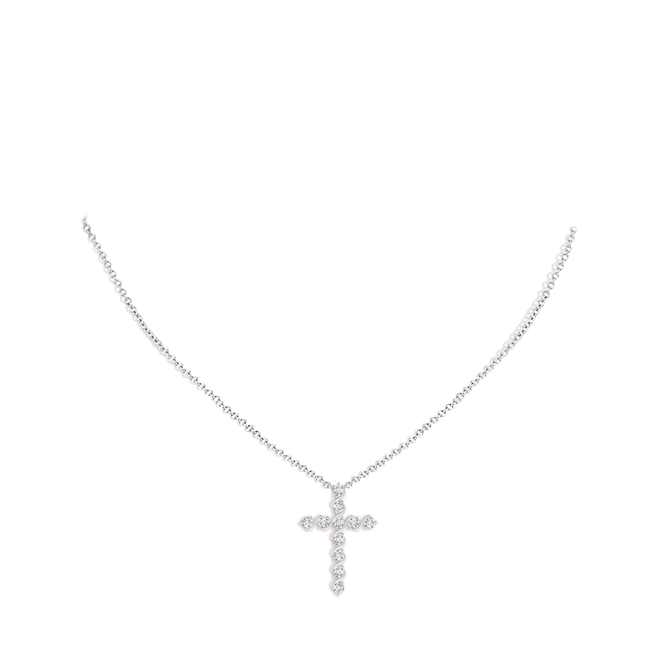 Prong and Bar Set Diamond Cross Pendant