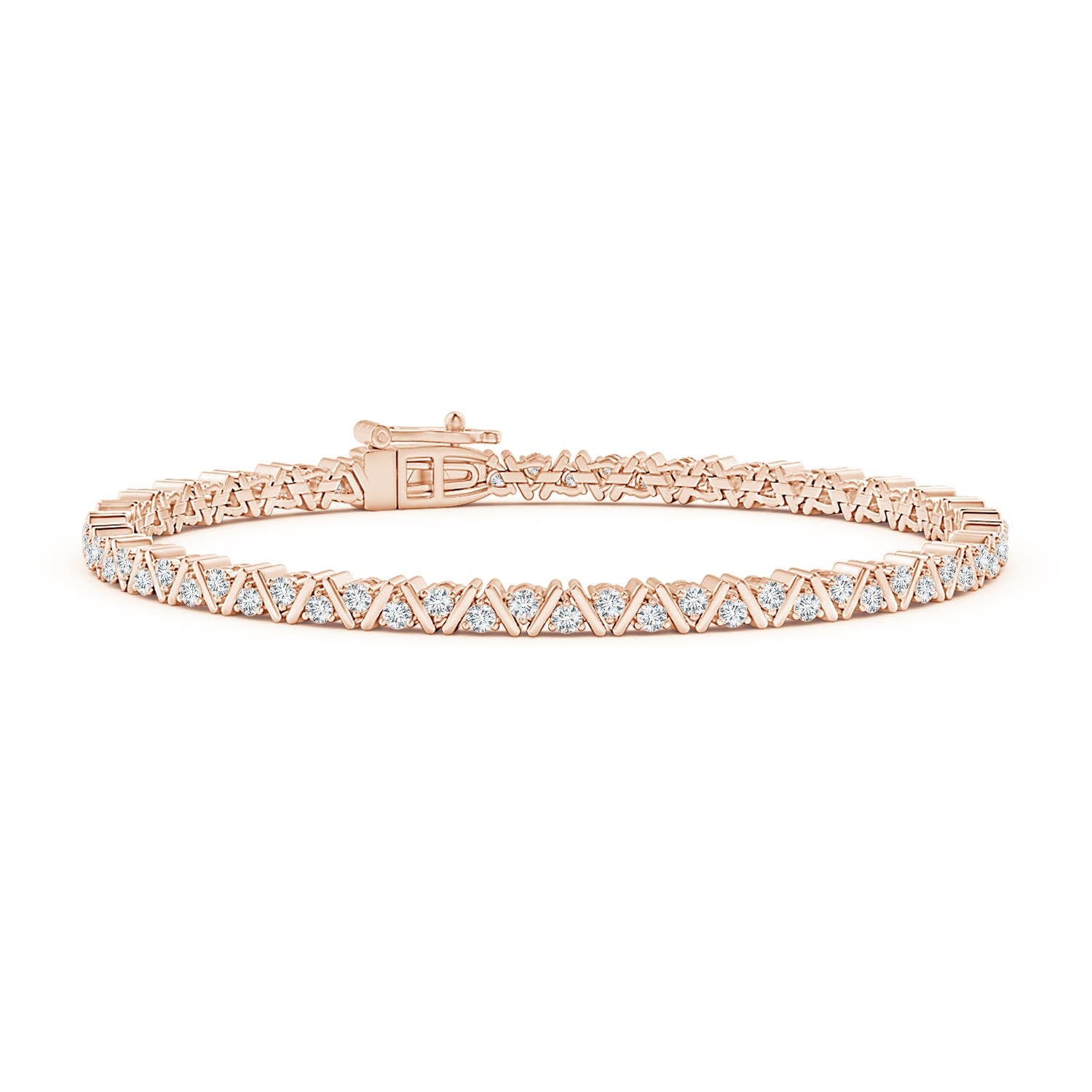 3.36 CTW Prong-Set Oval Diamond Tennis Link Bracelet in 18K White Gold