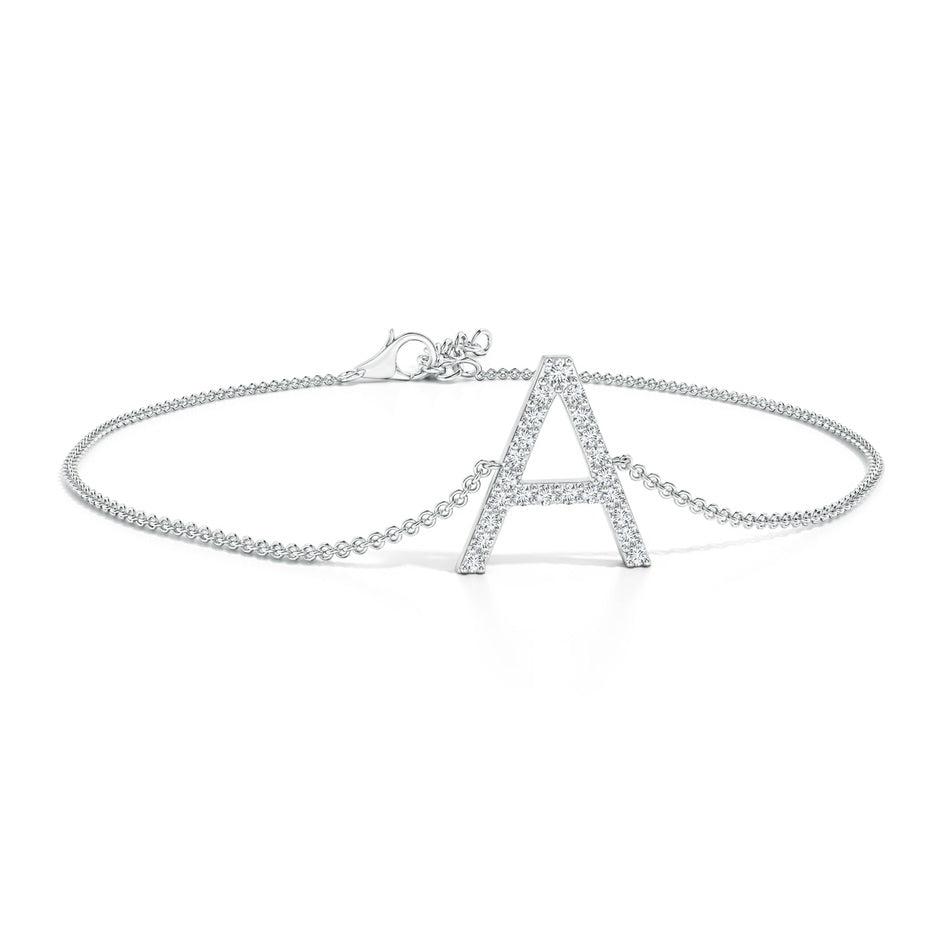 Prong-Set Diamond Capital 'A' Initial Bracelet