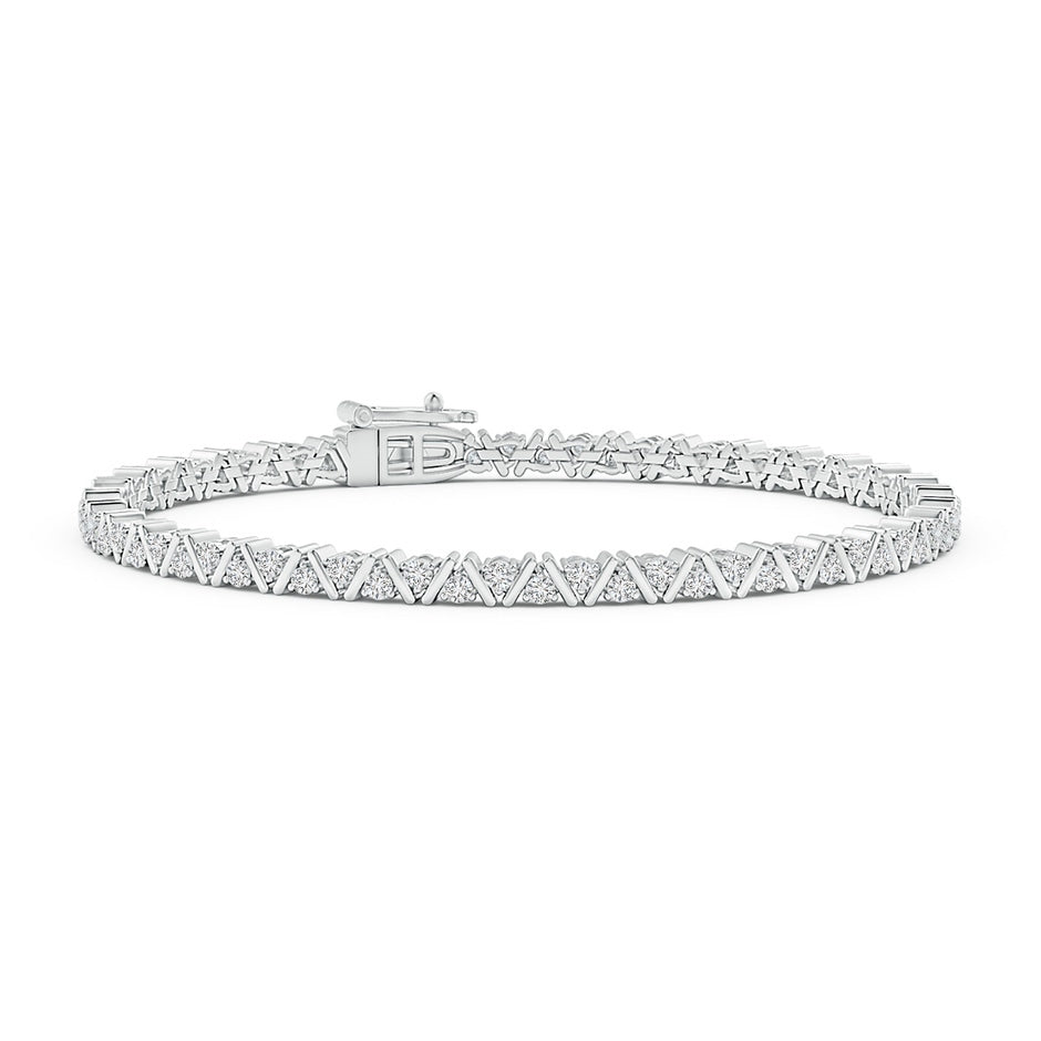 Prong-Set Round Diamond Zig-Zag Tennis Bracelet