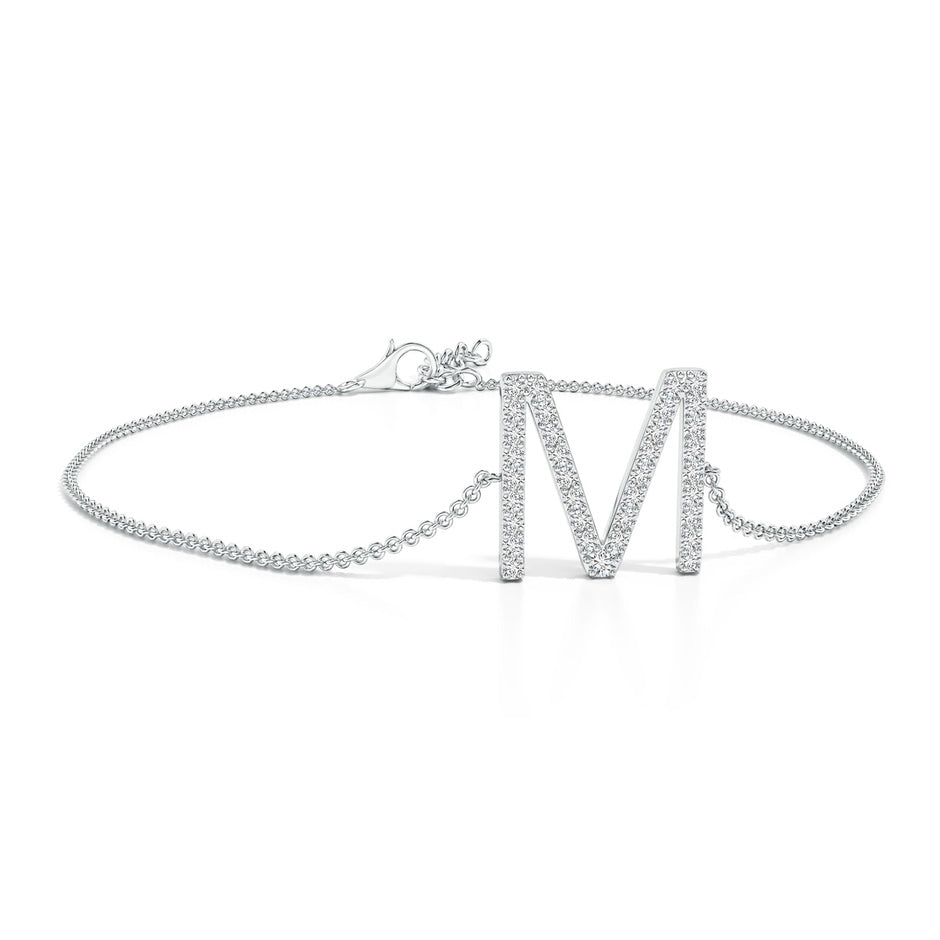 Prong-Set Diamond Capital 'M' Initial Bracelet