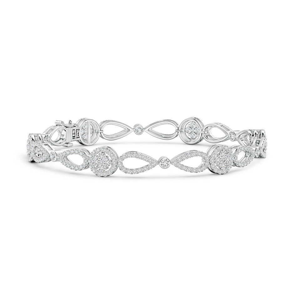 Diamond Floral Cluster Link Bracelet with Halo