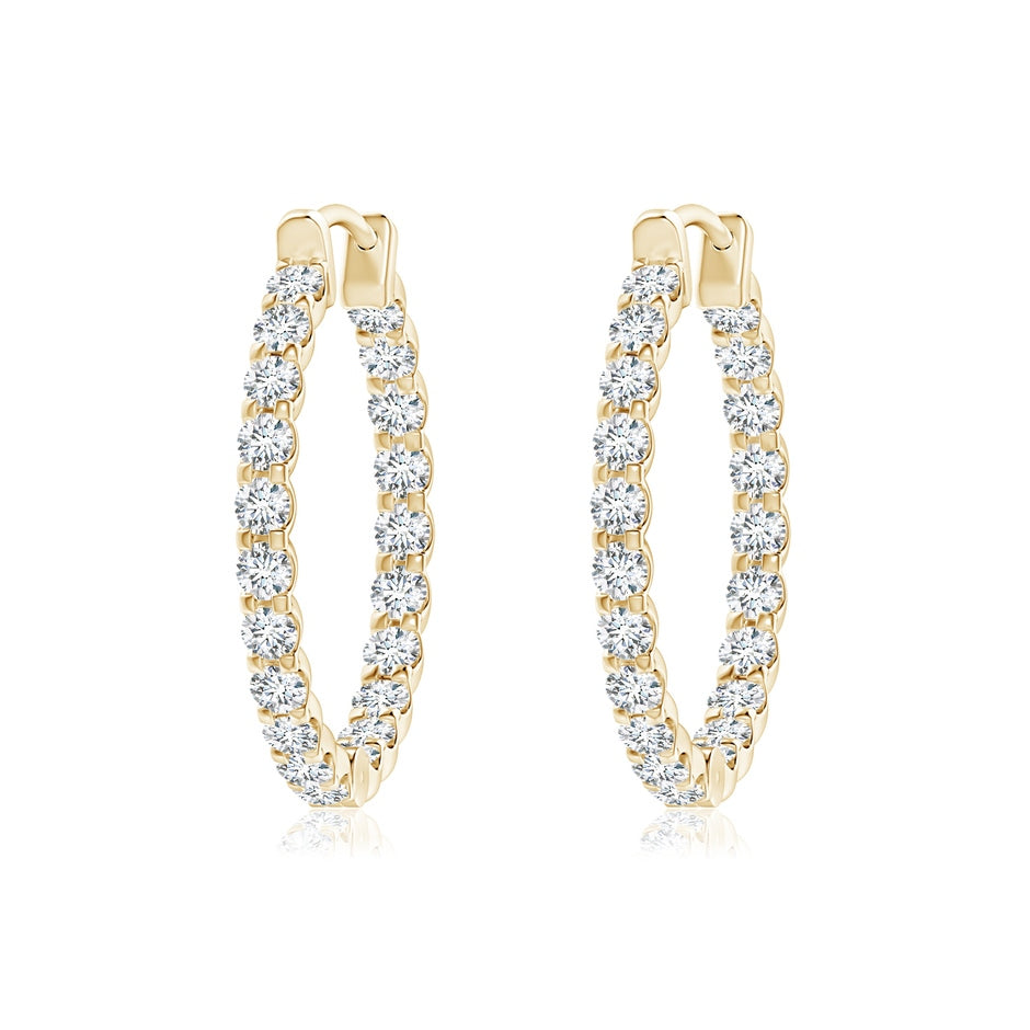 Prong-Set Round Diamond Inside Out Hoop Earrings