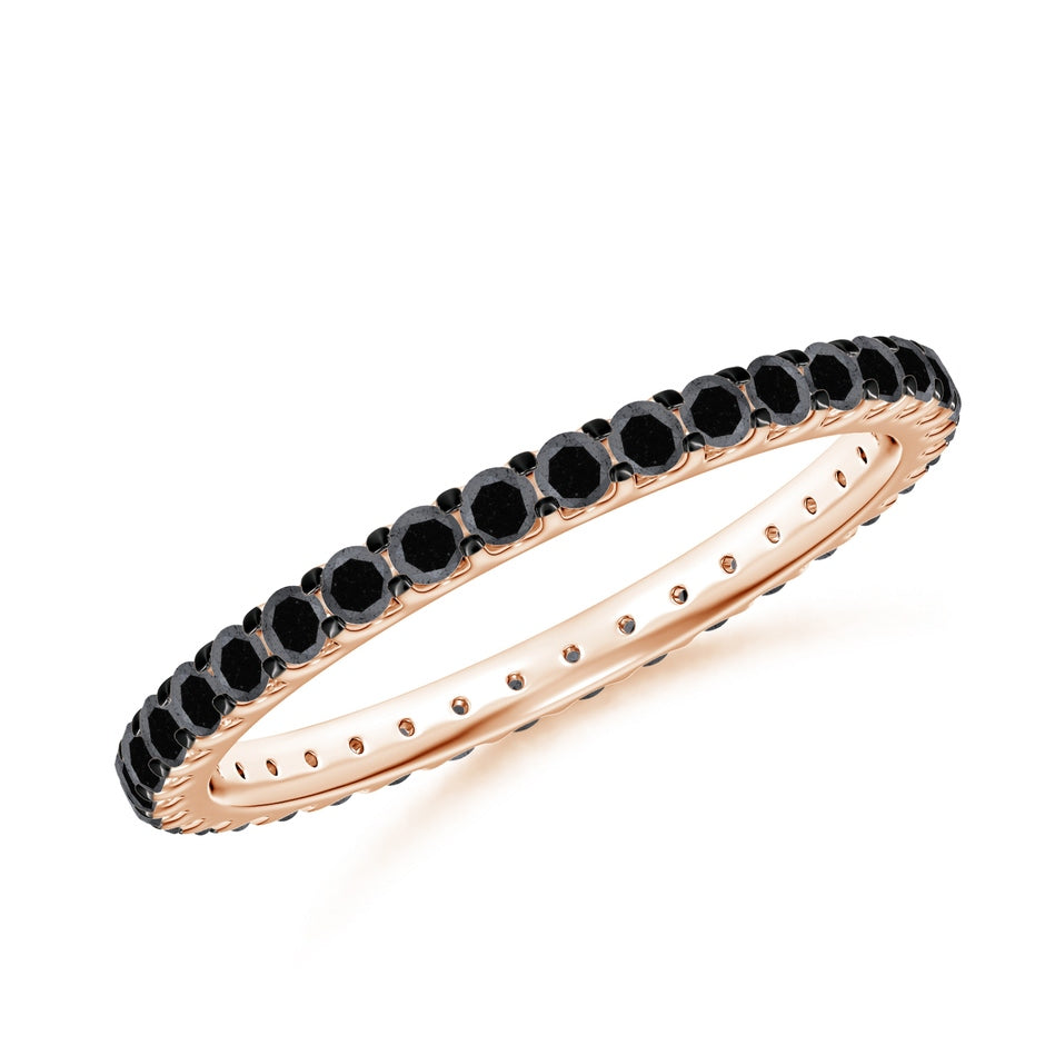 Prong Set Round Enhanced Black Diamond Eternity Wedding Ring