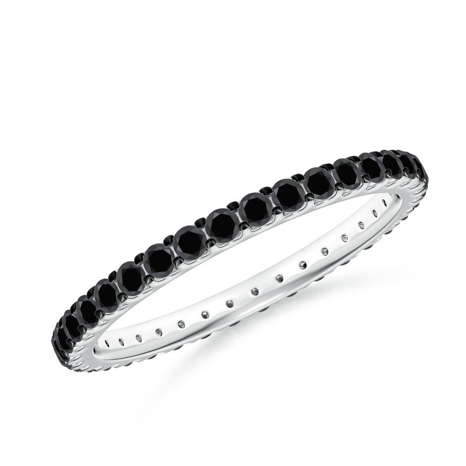 Prong Set Round Enhanced Black Diamond Eternity Wedding Ring