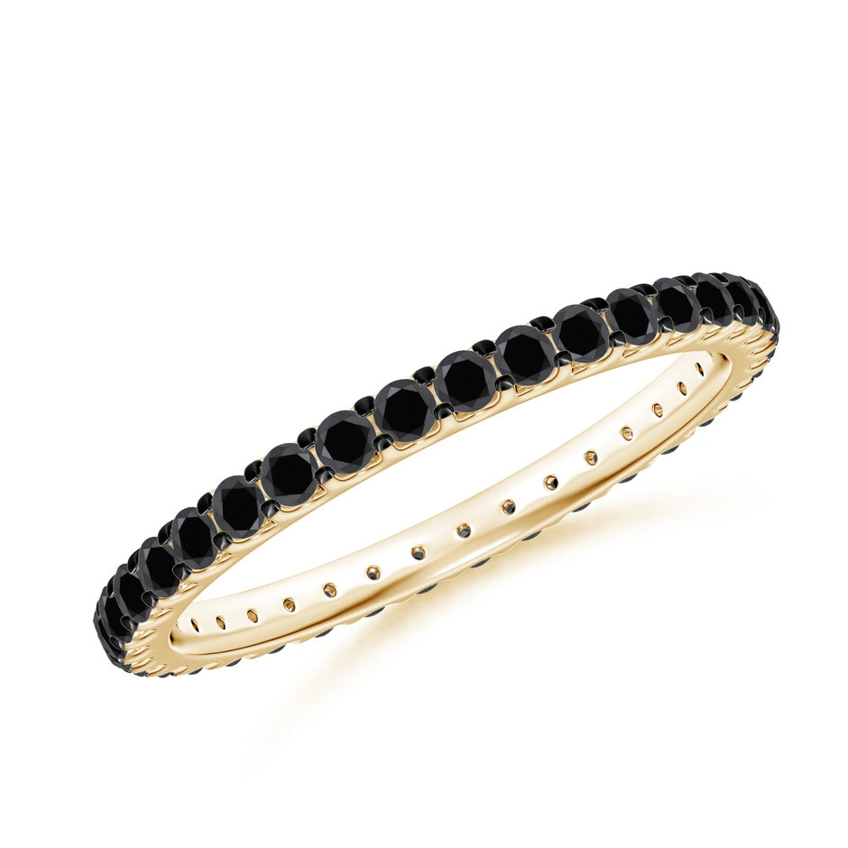 Prong Set Round Enhanced Black Diamond Eternity Wedding Ring