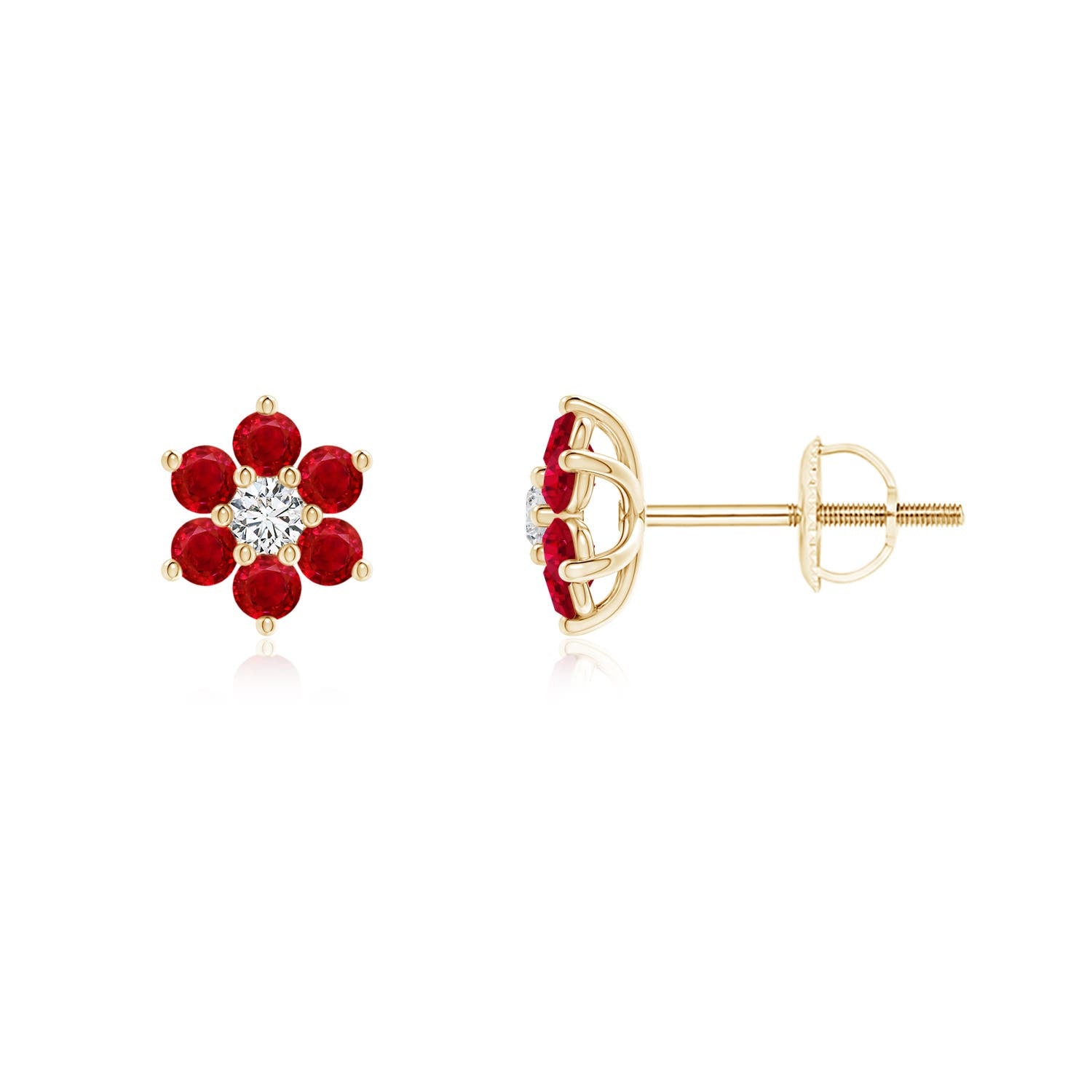 3 MM Freshwater Pearl Floral Studs with Blue Sapphire in 18K White Gold