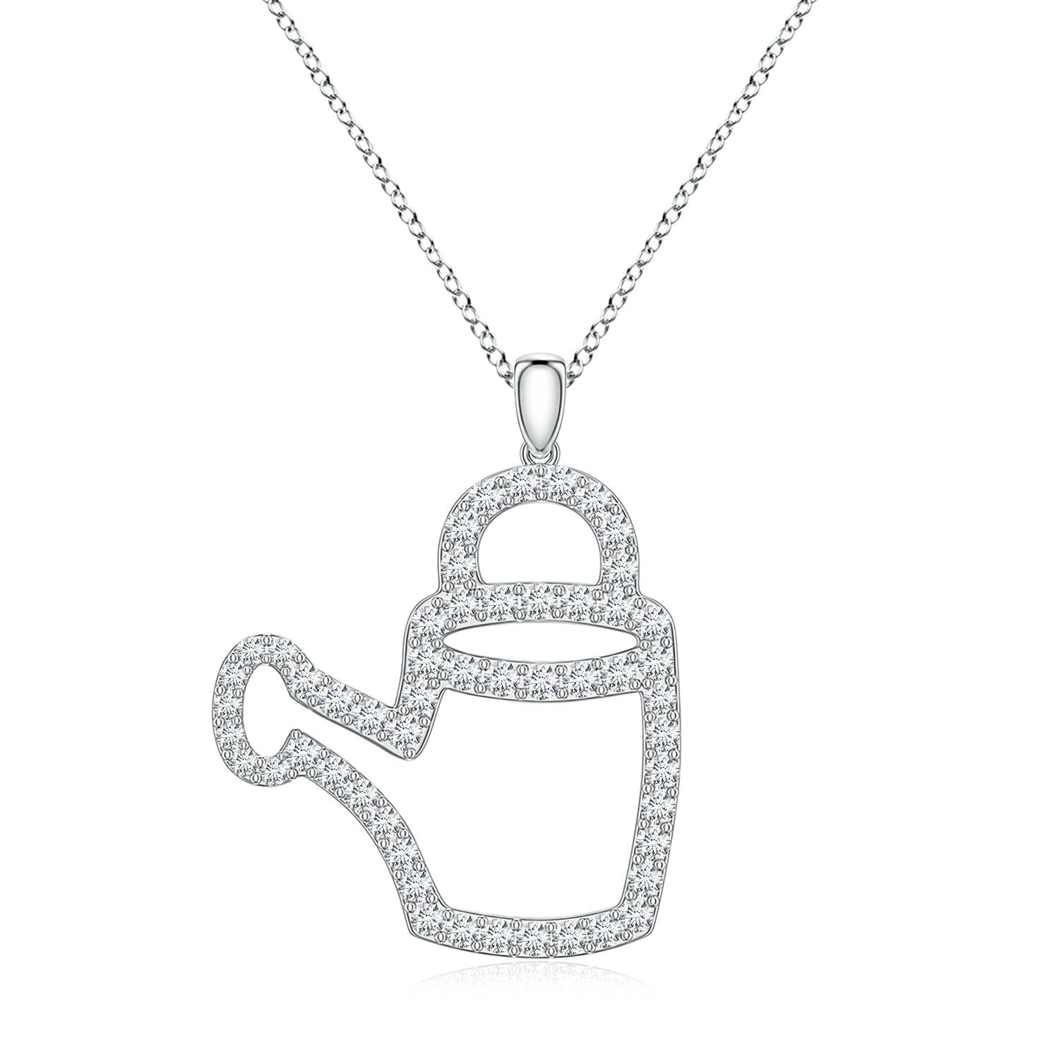 1.05 CTW Diamond Watering Can-Inspired Charm Pendant in 14K White Gold