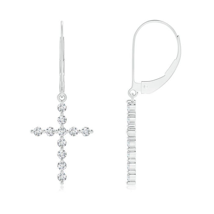 0.46 CTW Prong-Set Round Diamond Cross Dangle Earrings in 18K Yellow Gold