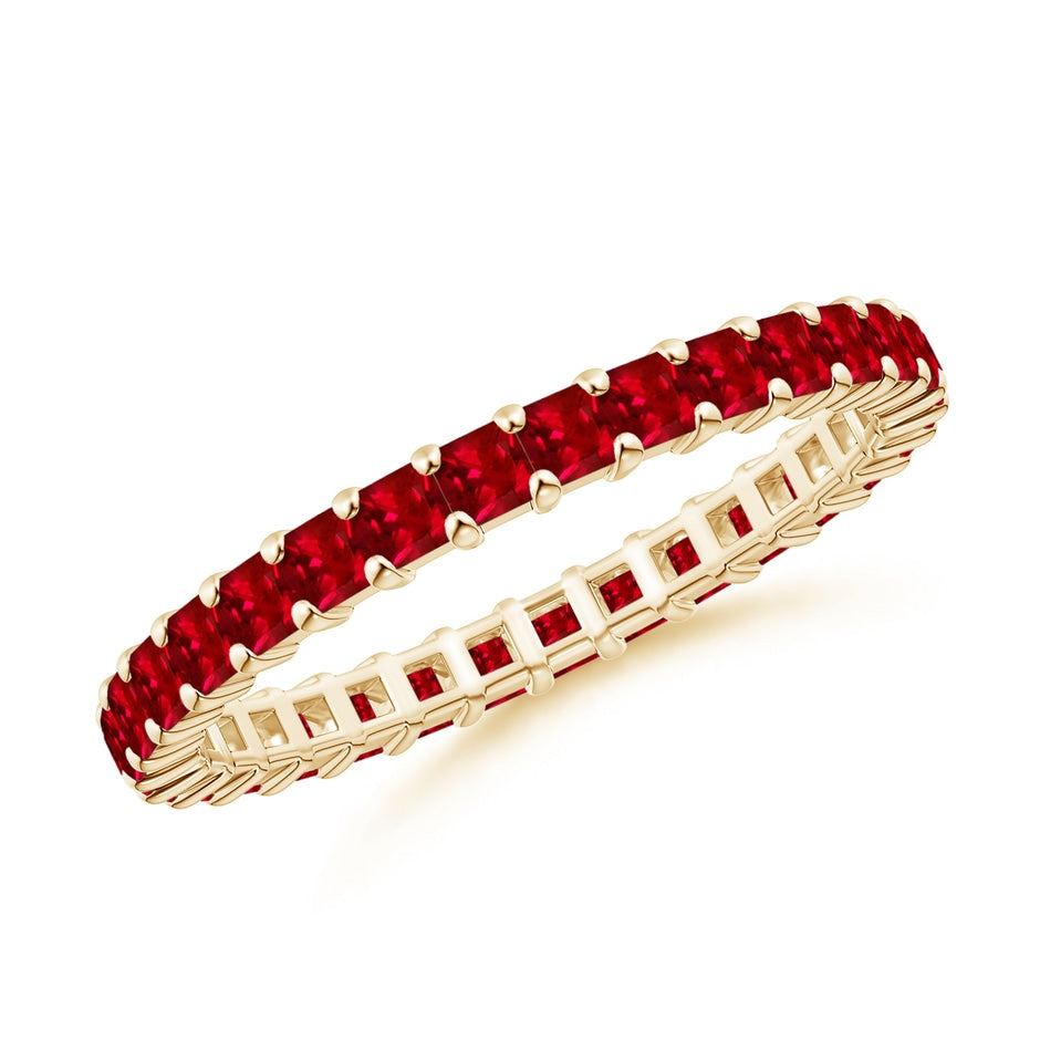 Shared Prong Set Square Ruby Eternity Ring