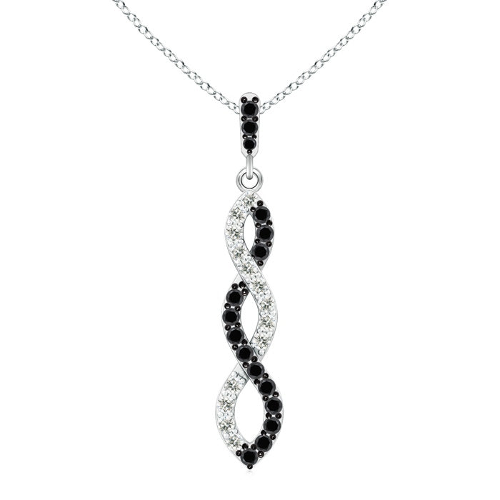 Prong-Set Enhanced Black and White Diamond Infinity Twist Pendant