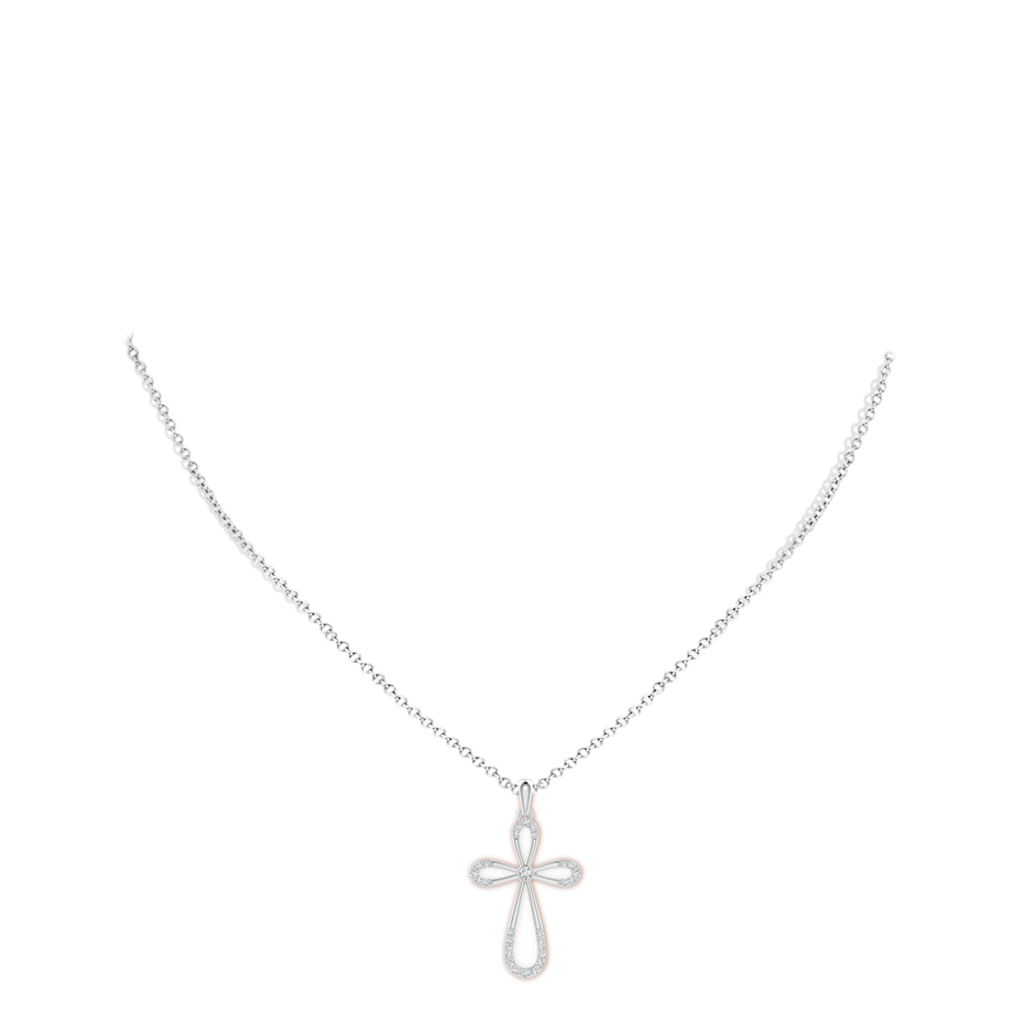 Diamond Infinity Bow Cross Pendant with Bezel-Set Accent