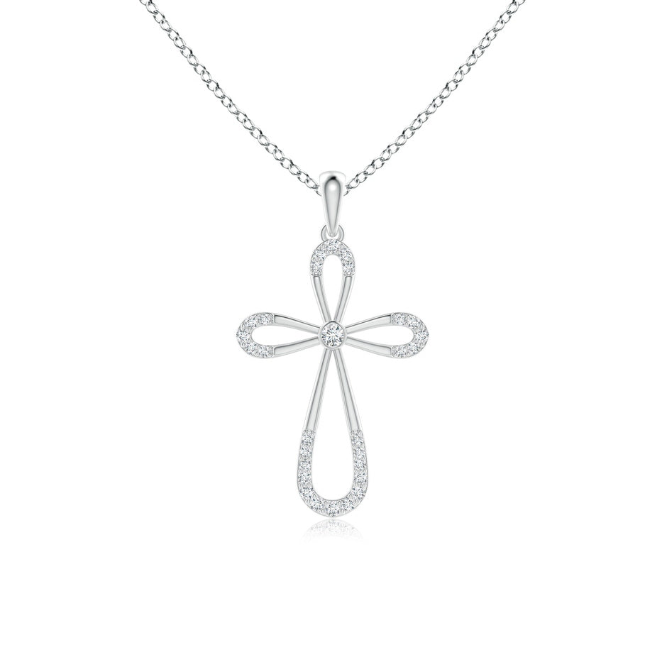 Diamond Infinity Bow Cross Pendant with Bezel-Set Accent