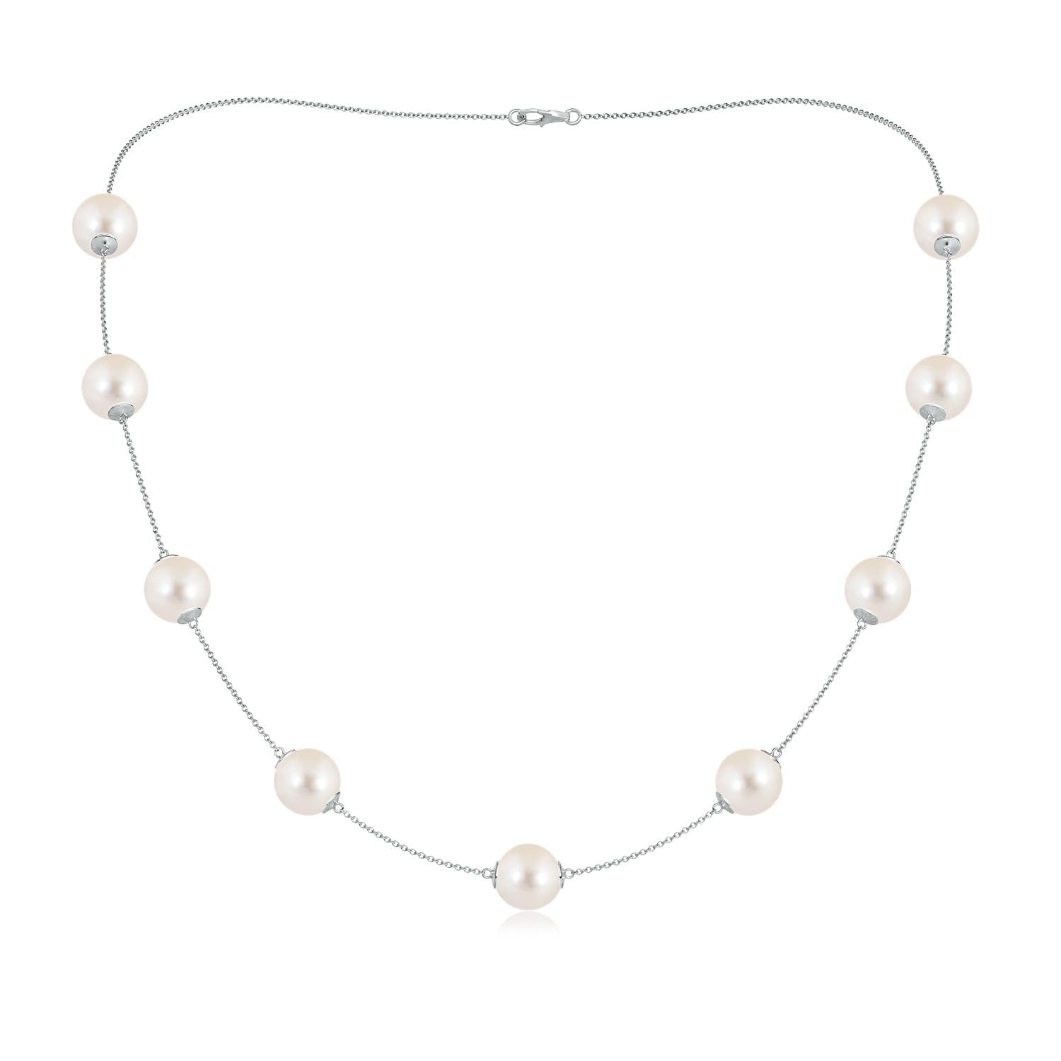 4 MM Freshwater Pearl Gemini Constellation Medallion Pendant in 14K White Gold