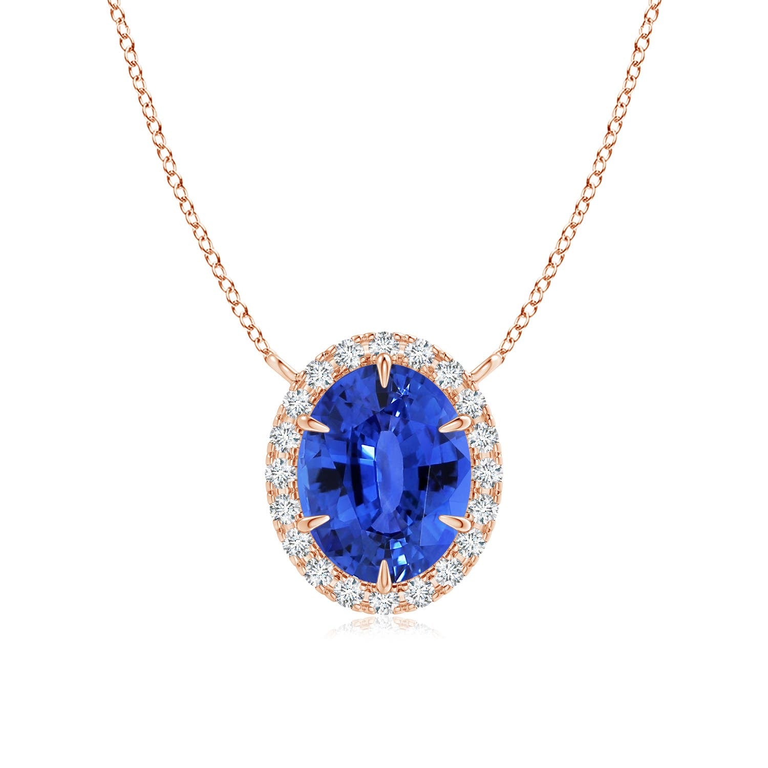 4.04 CTW GIA Certified Octagonal Pink Sapphire Halo Pendant in 14K Rose Gold
