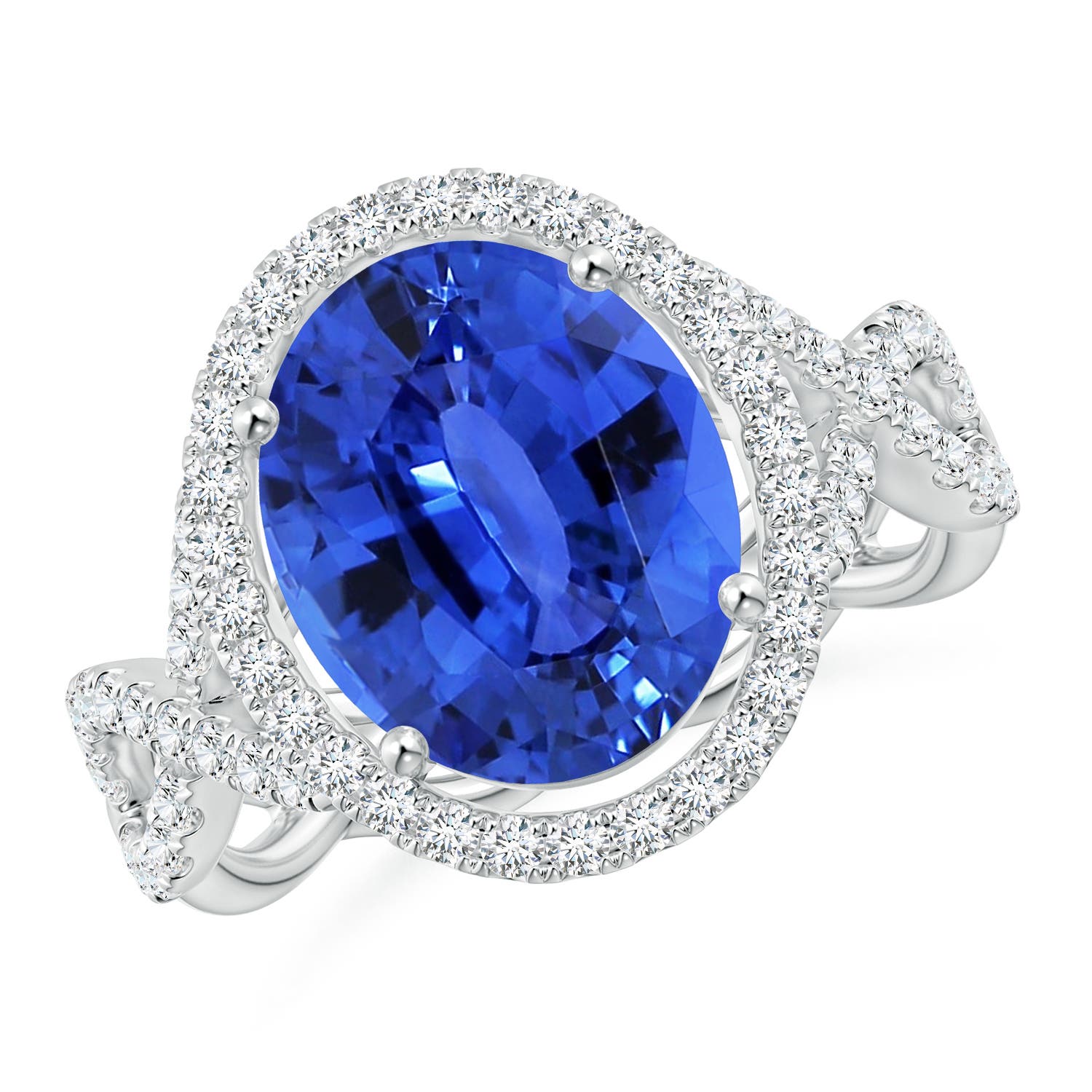 3.16 CTW Round GIA Certified Sapphire Halo Ring with Diamond Accents in 14K Rose Gold