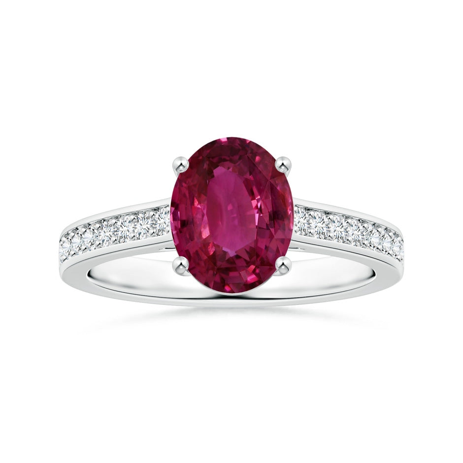 Prong-Set GIA Certified Oval Pink Sapphire Ring with Diamonds