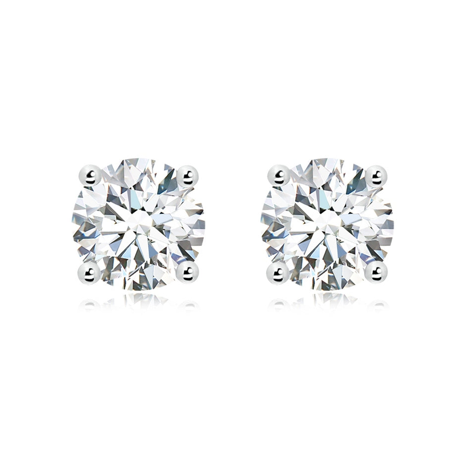 Lab-Grown Basket-Set Solitaire Diamond Stud Earrings