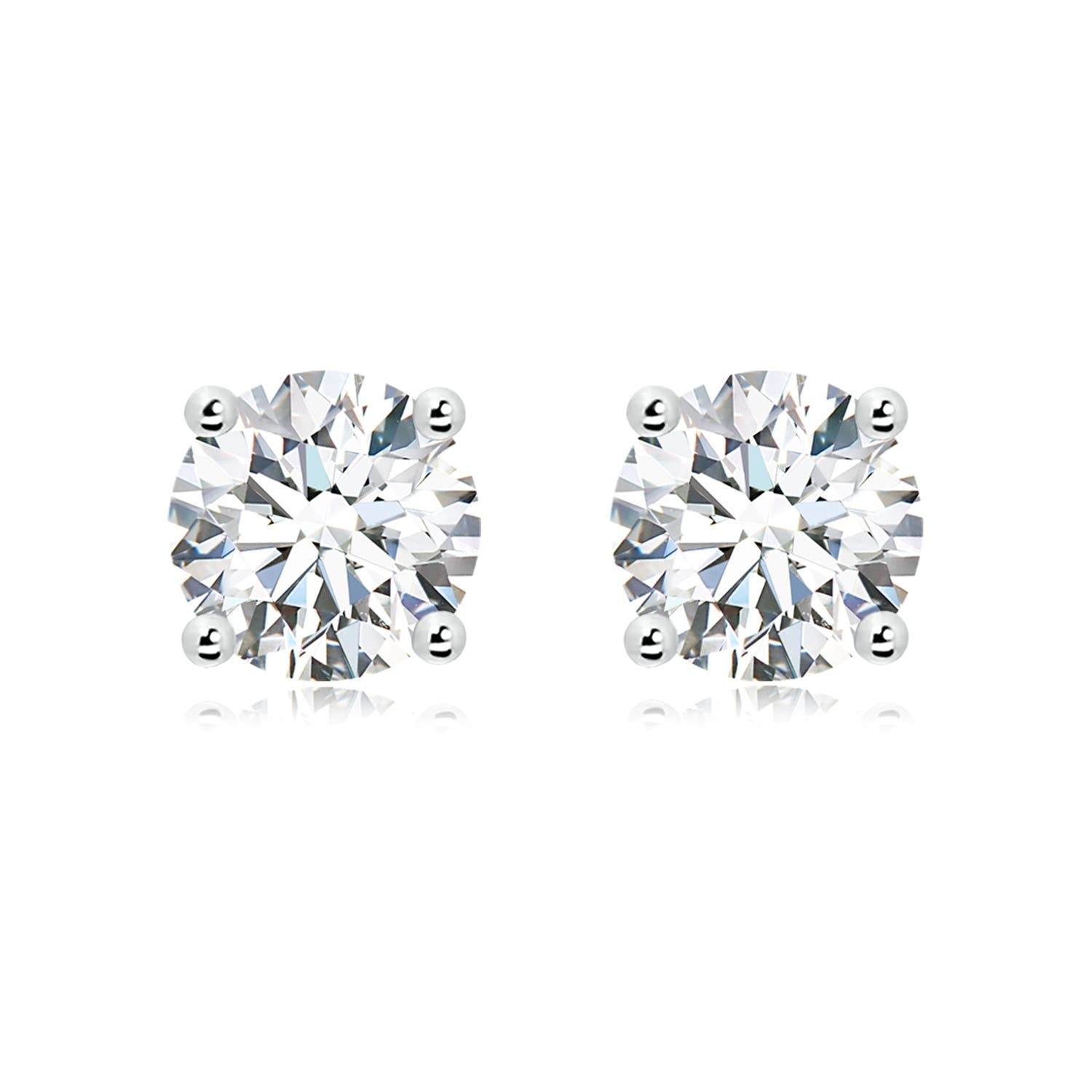 2.0 CTW Claw-Set Round Diamond Solitaire Stud Earrings in 14K Rose Gold