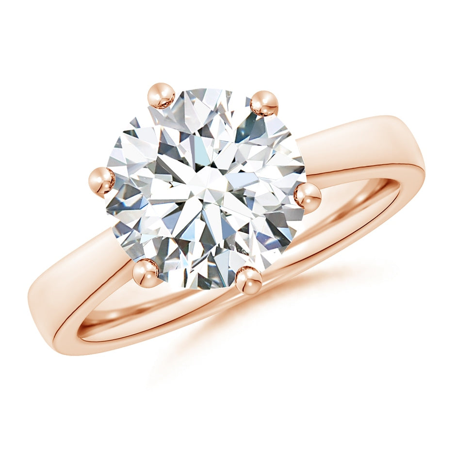 Six Prong-Set Round Lab-Grown Diamond Reverse Tapered Shank Cathedral Engagement Ring