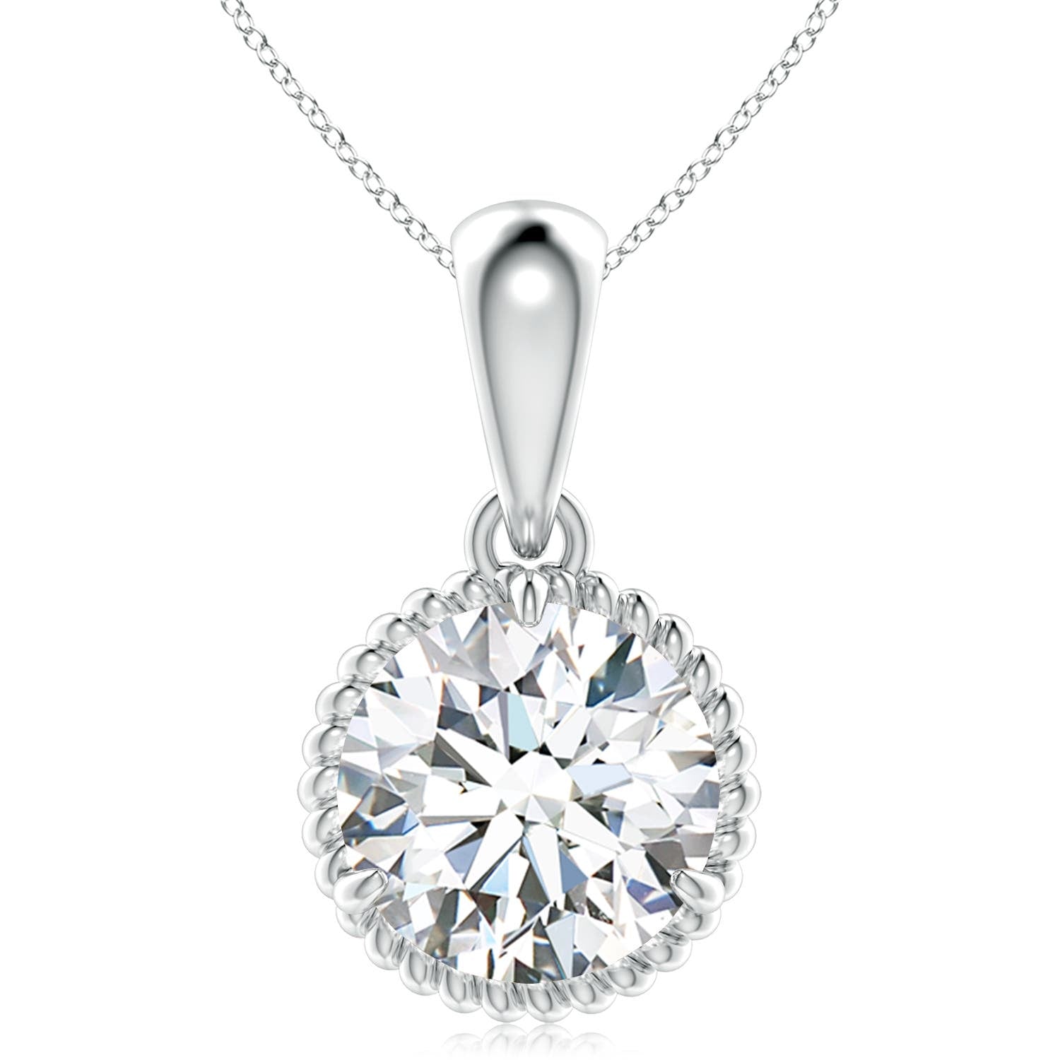 1.52 CTW Round Diamond Solitaire Pendant with Accent in 14K White Gold