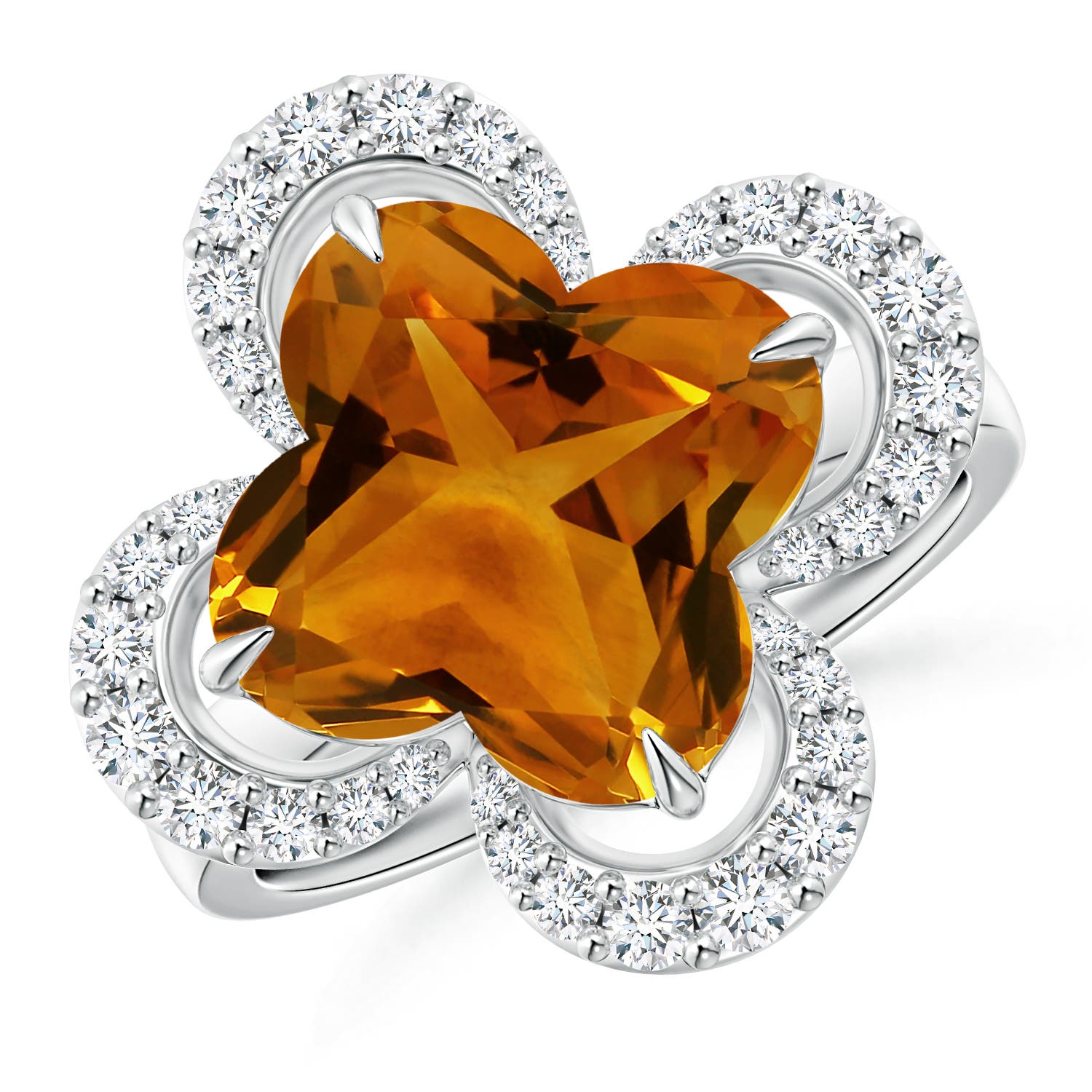6.41 CTW GIA Certified Rectangular Cushion Rectangular Citrine Ring in 18K Yellow & White Gold