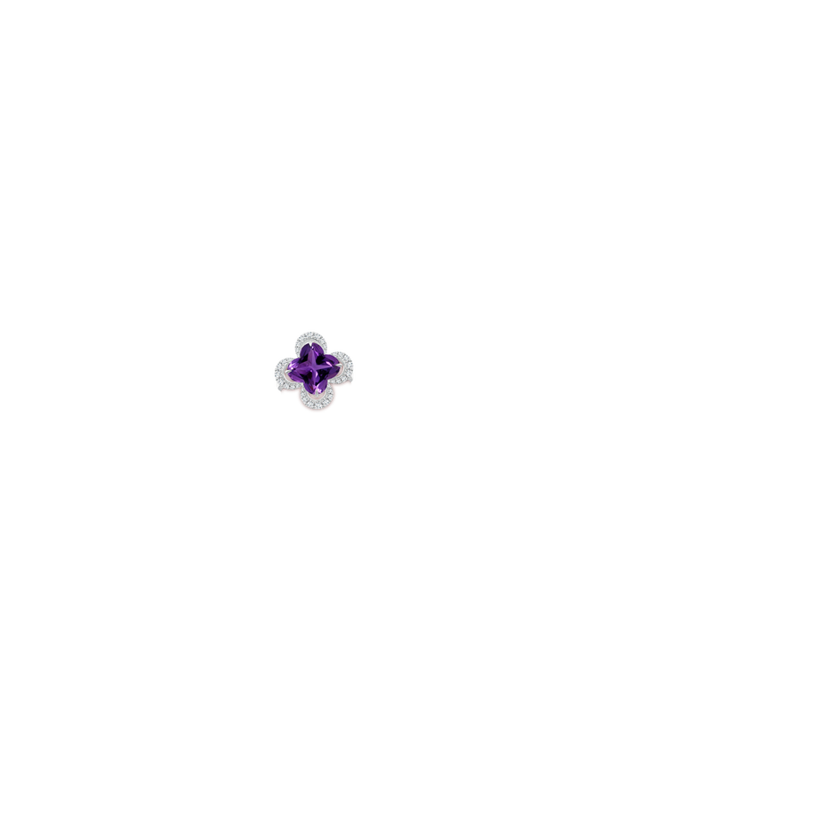 GIA Certified Clover-Shaped Amethyst Halo Engagement Ring