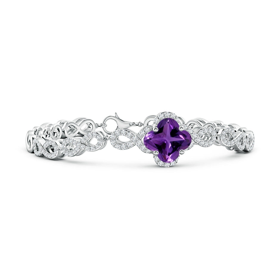 GIA Certified Clover-Shaped Amethyst Halo Bracelet