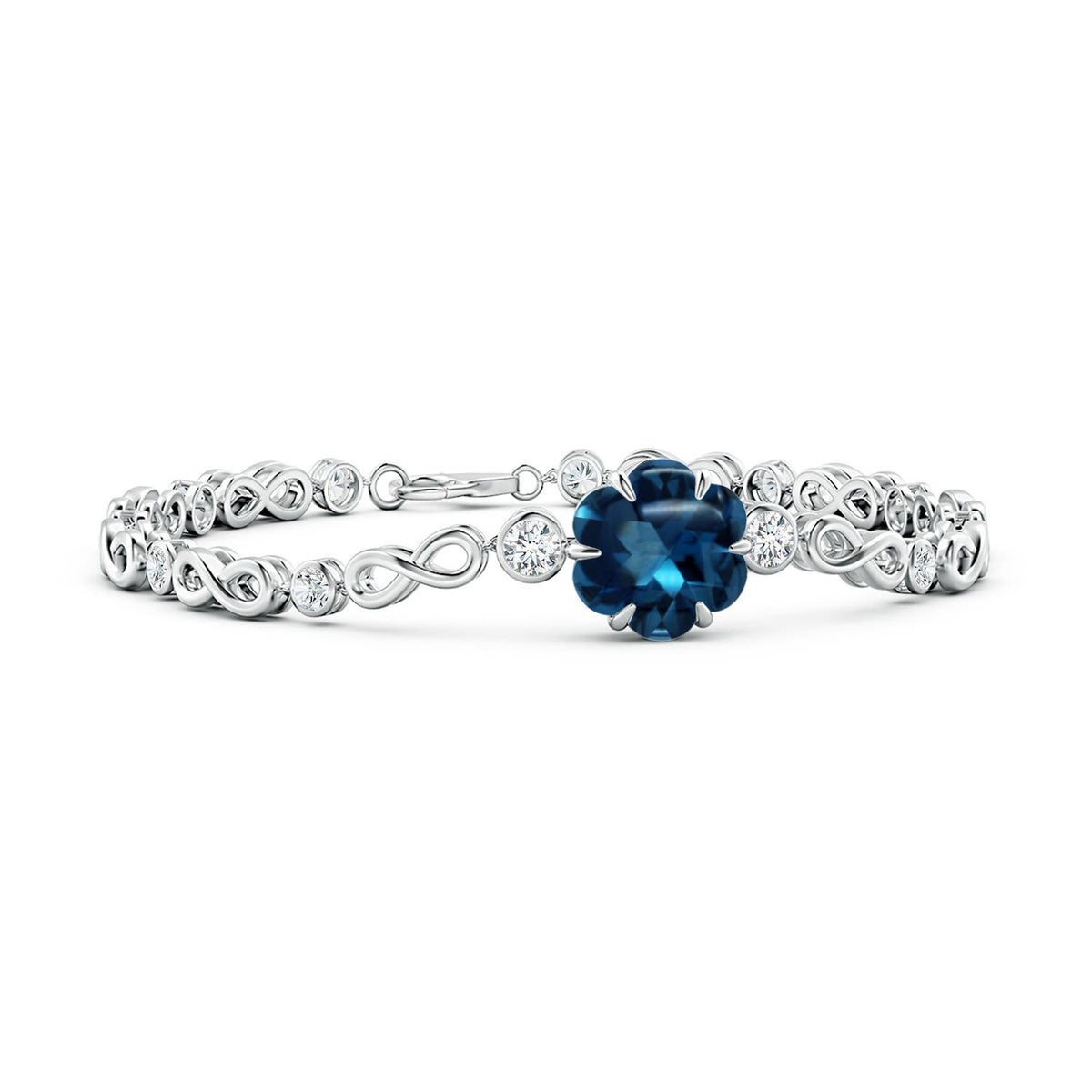12.56 CTW Oval Aquamarine Halo Open Circle Link Bracelet in 18K Yellow Gold
