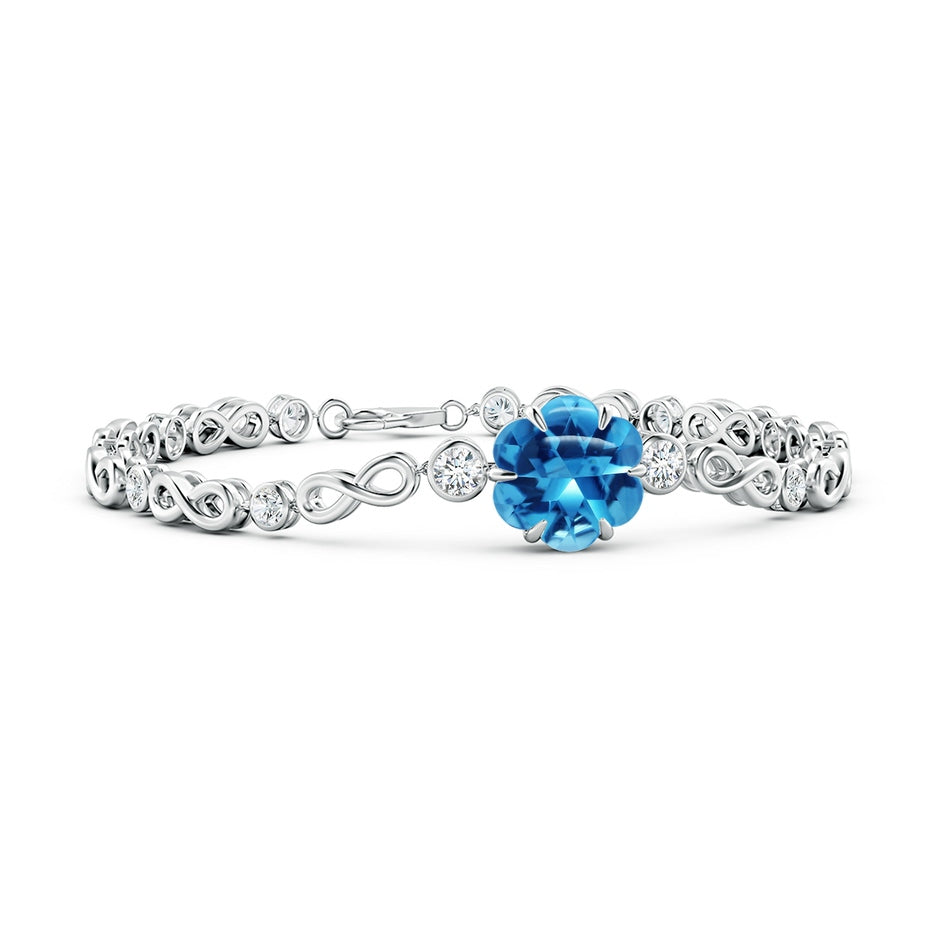 GIA Certified Six-Petal Swiss Blue Topaz Infinity Bracelet