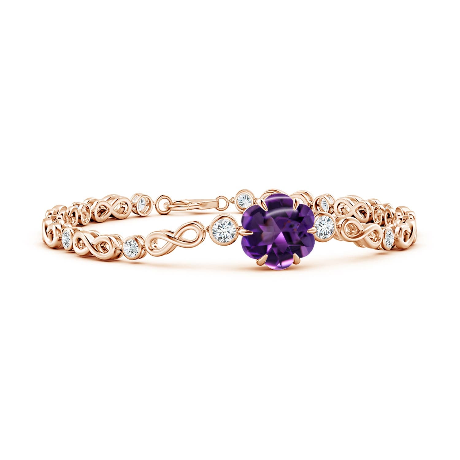 5.04 CTW Classic Round Lab-Grown Fancy Intense Pink and White Diamond Tennis Bracelet in 14K White Gold