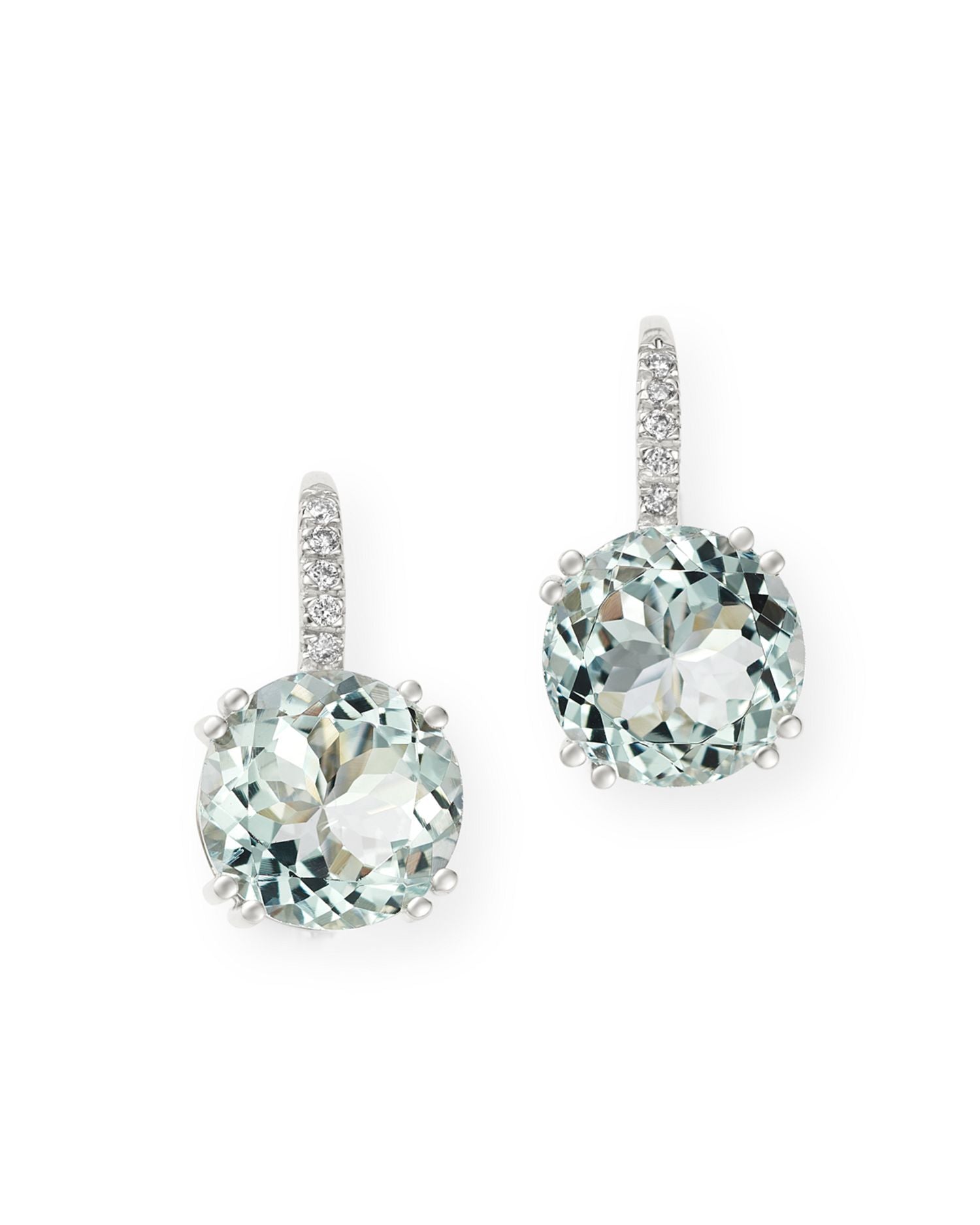 Aquamarine & Diamond Drop Earrings in 14K White Gold - Exclusive