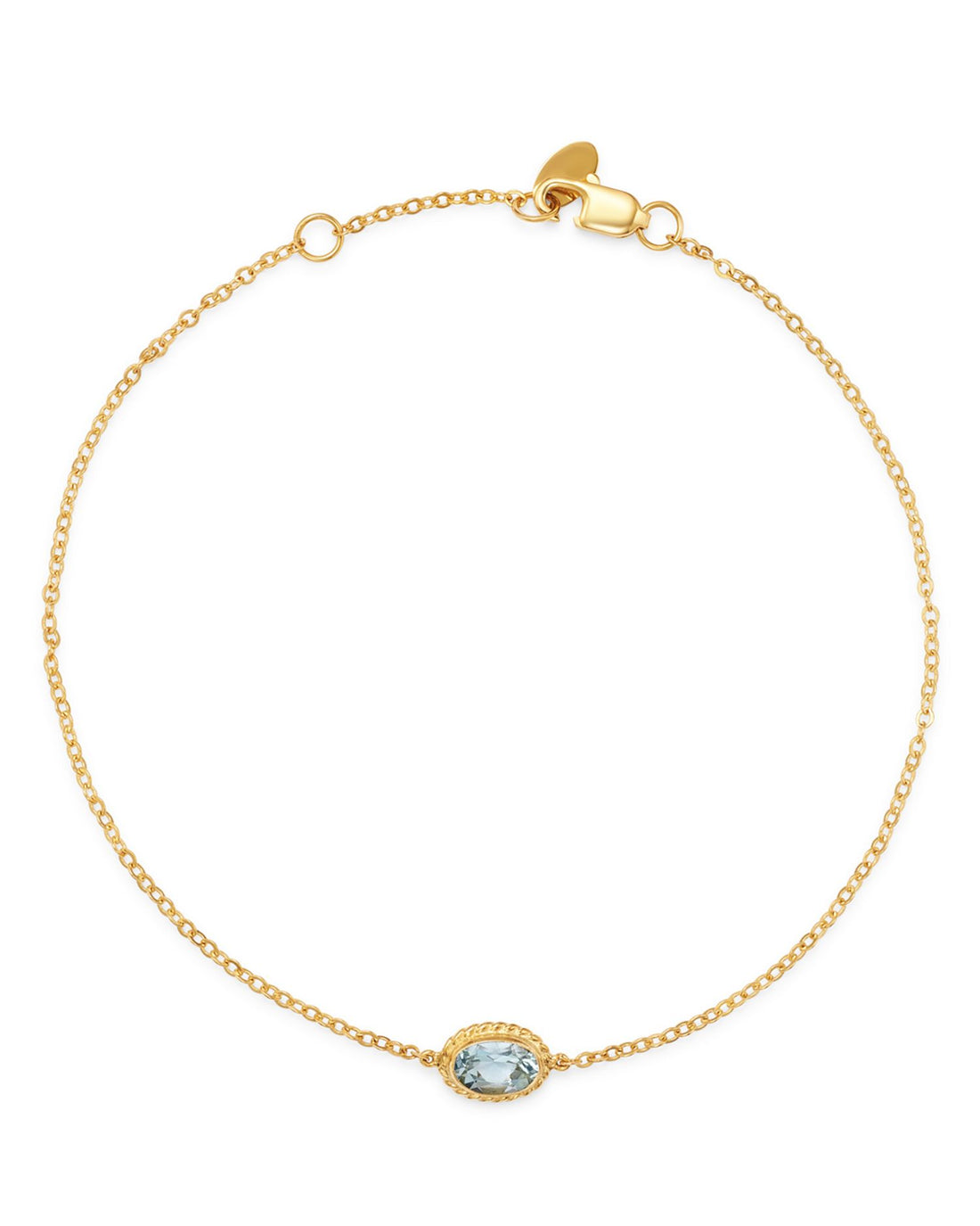 Aquamarine Oval Bezel Set Bracelet in 14K Yellow Gold - Exclusive