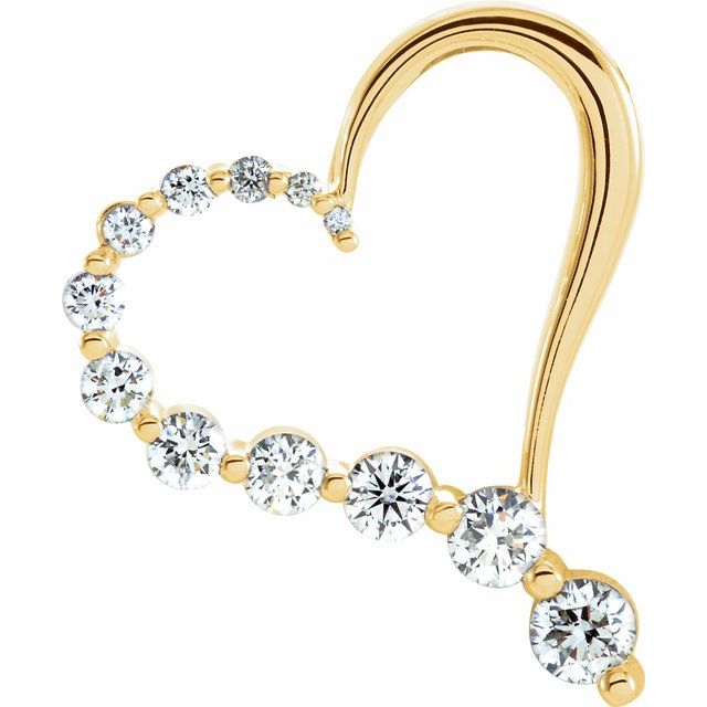 1Ct Heart-Cut Natural Diamond Pendant in 14K Yellow Gold