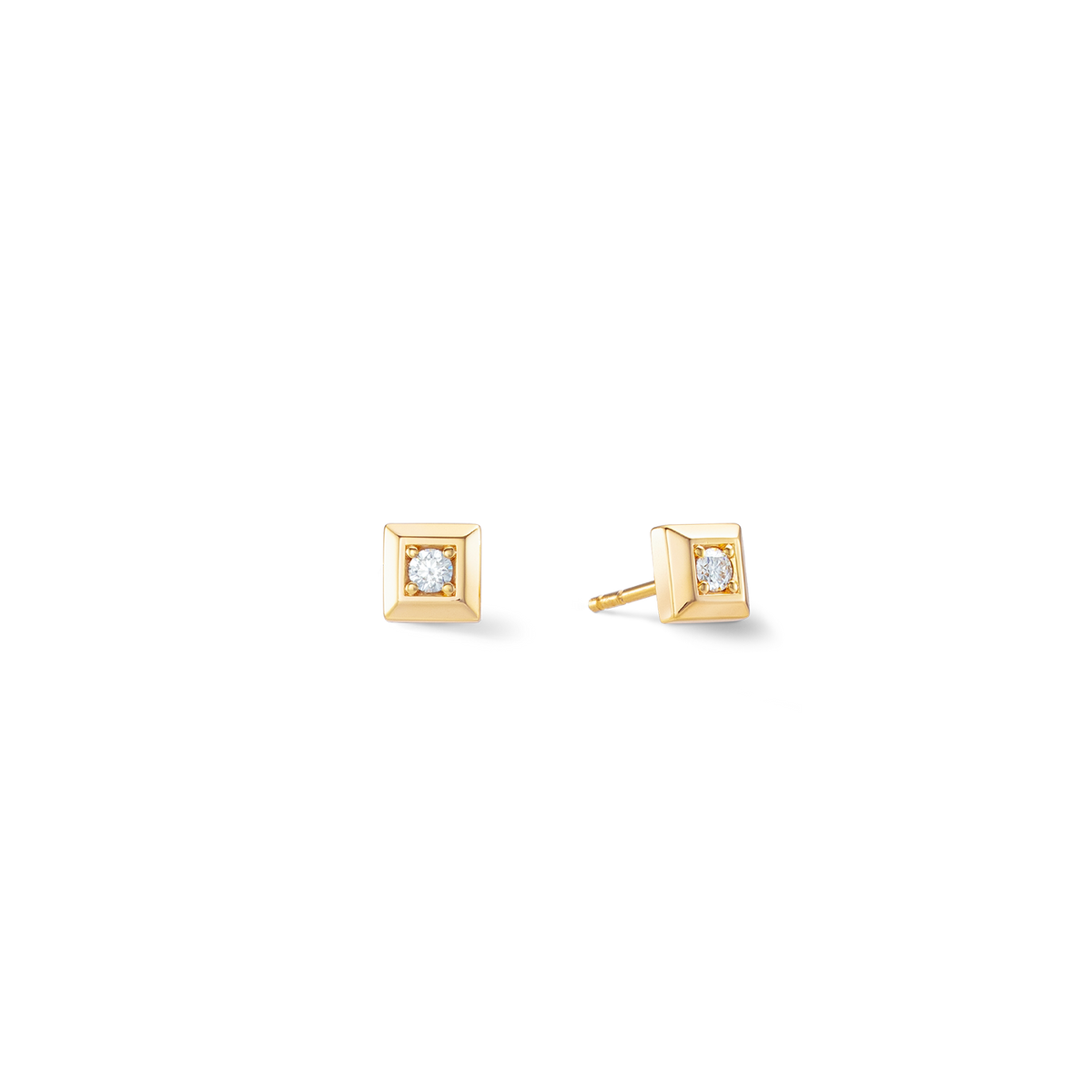 STATEMENT Collection Sparkling Square earrings 6 mm gold