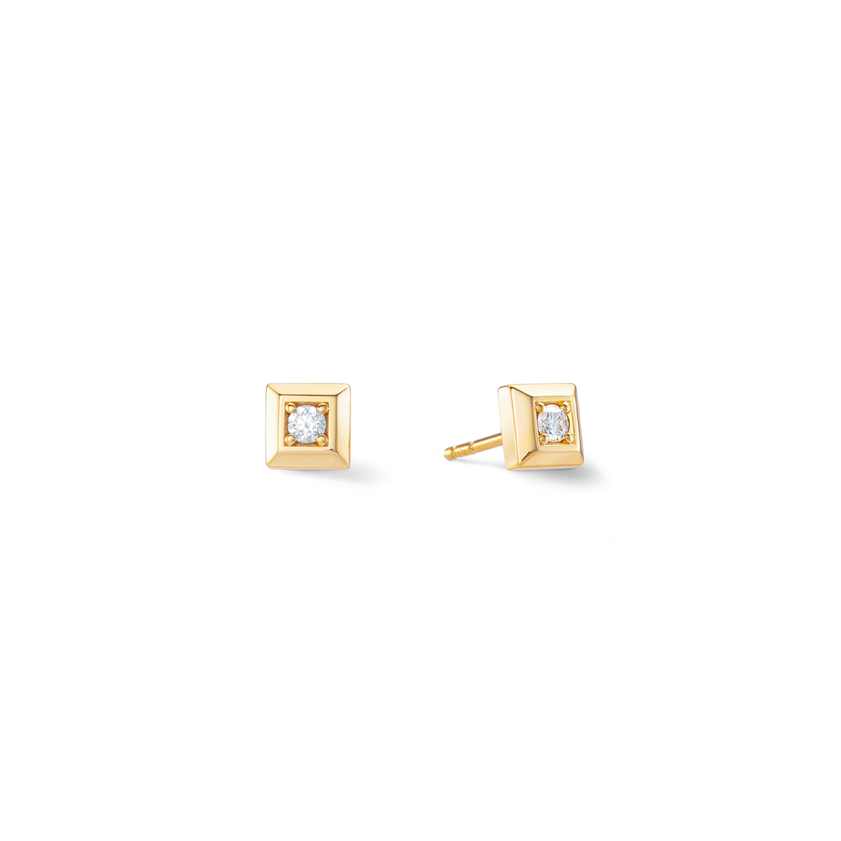 STATEMENT Collection Sparkling Square earrings 6 mm gold