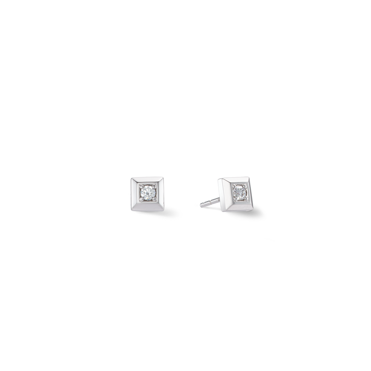 STATEMENT Collection Sparkling Square earrings 6 mm silver