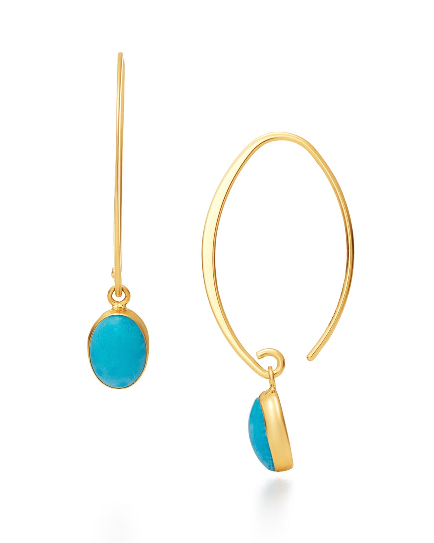 Turquoise Threader Drop Earrings in 14K Yellow Gold - Exclusive