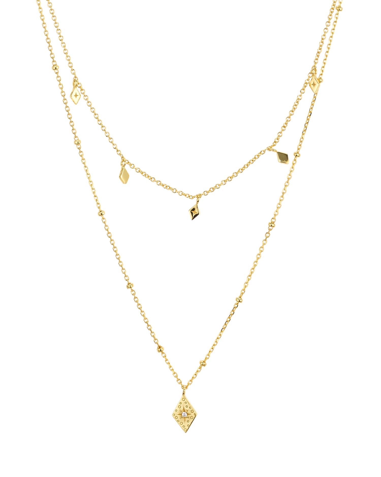 Layered Pendant Necklace in 14K Gold-Plated Sterling Silver, 14'-16'